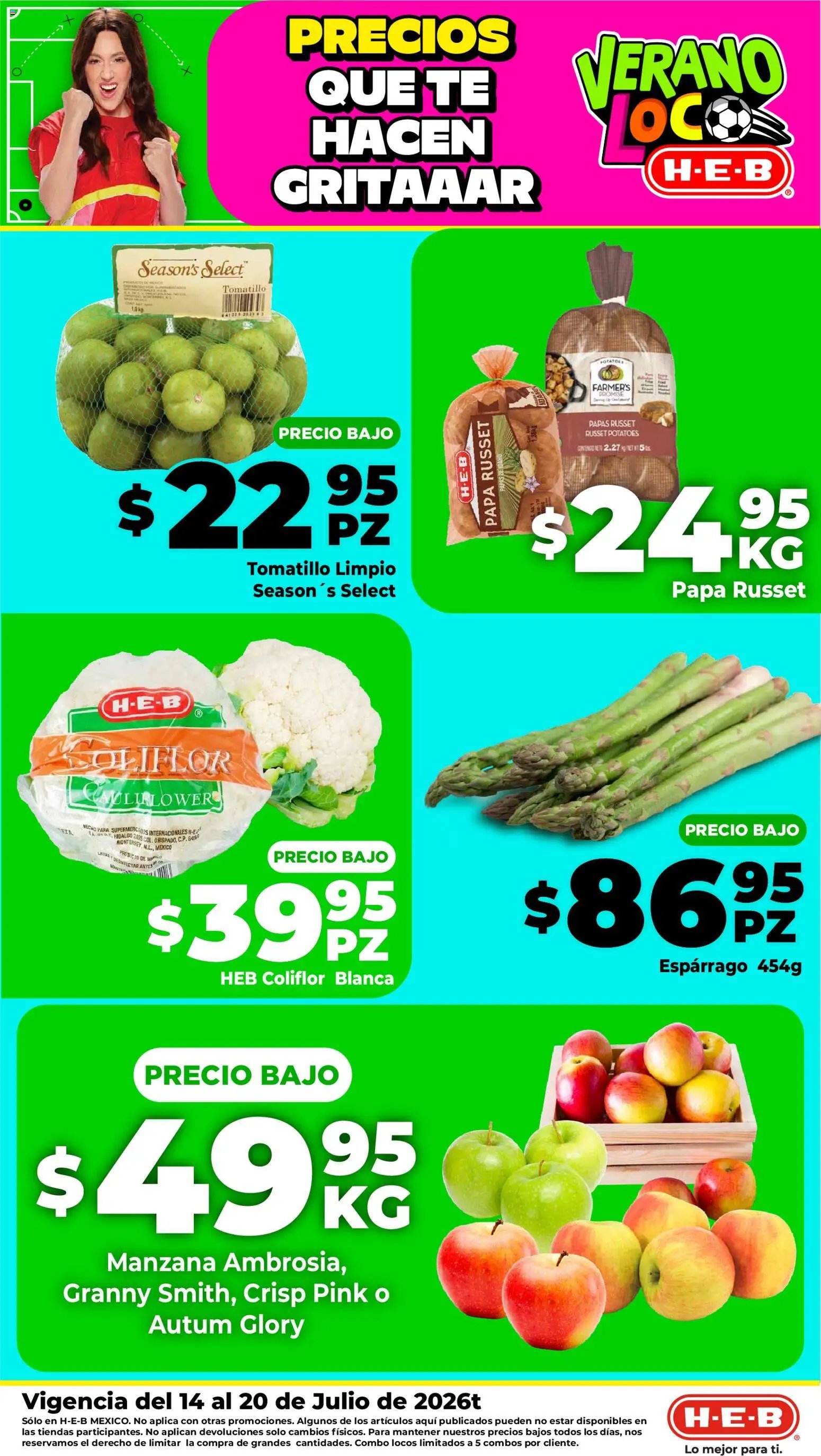 H-E-B oferta desde 14/07/2026 H-E-B folleto Fruta y venduras