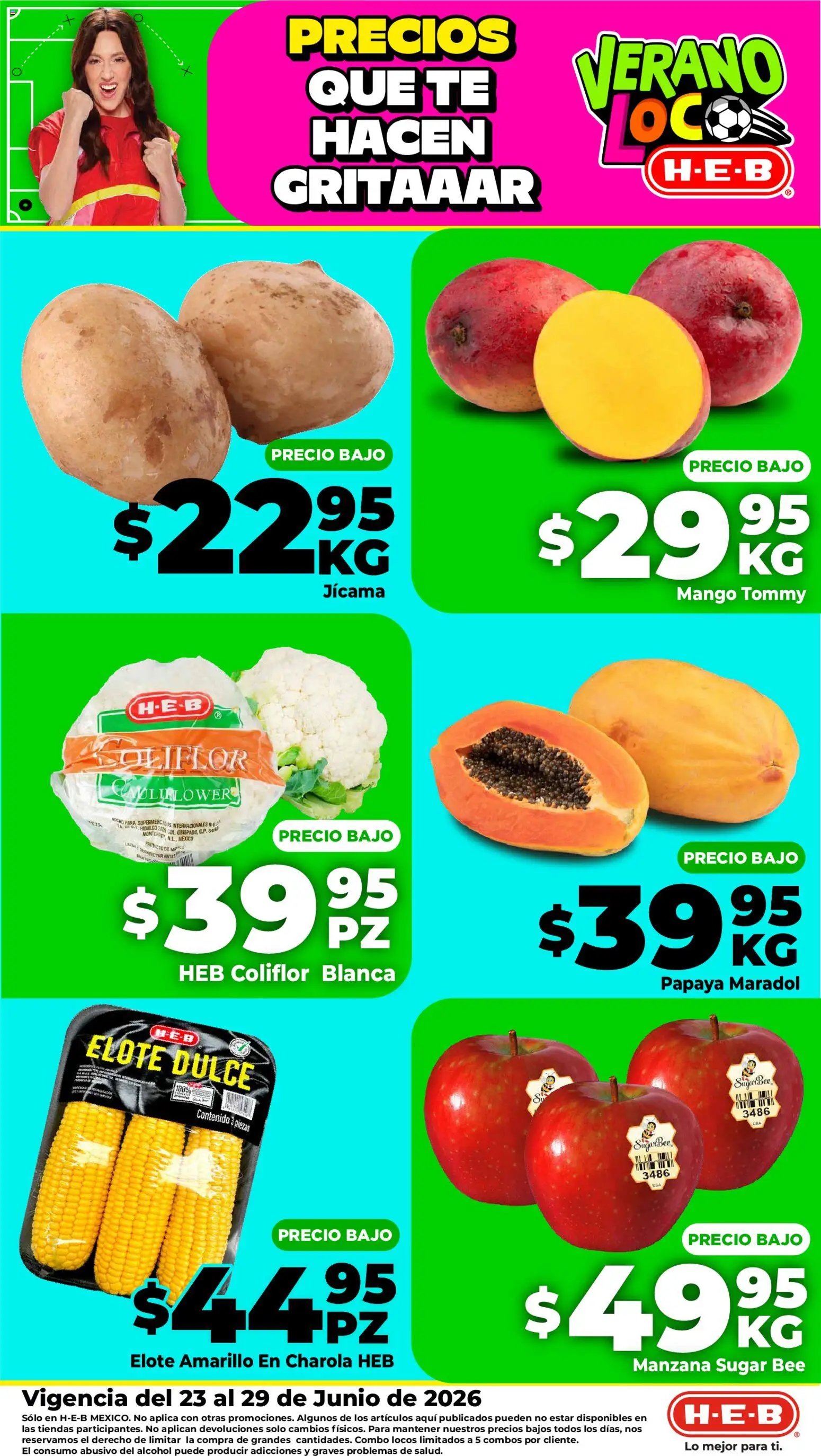 H-E-B oferta desde 23/06/2026 H-E-B folleto Fruta y venduras