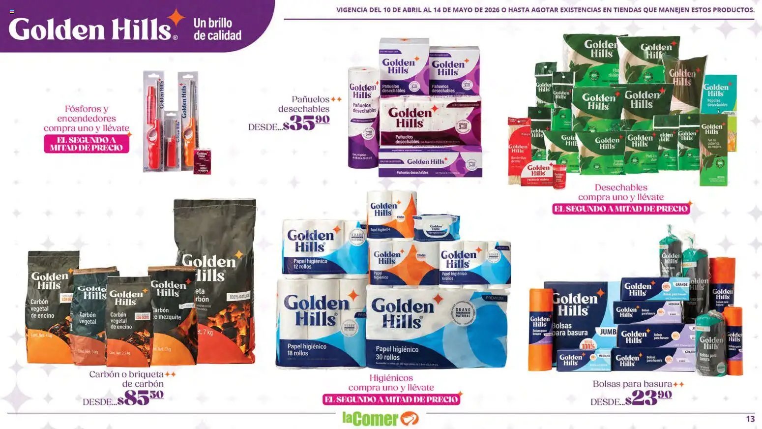La Comer oferta desde 10/04/2026 La Comer folleto Golden Hills (2026-04-10 - 2026-05-14)
