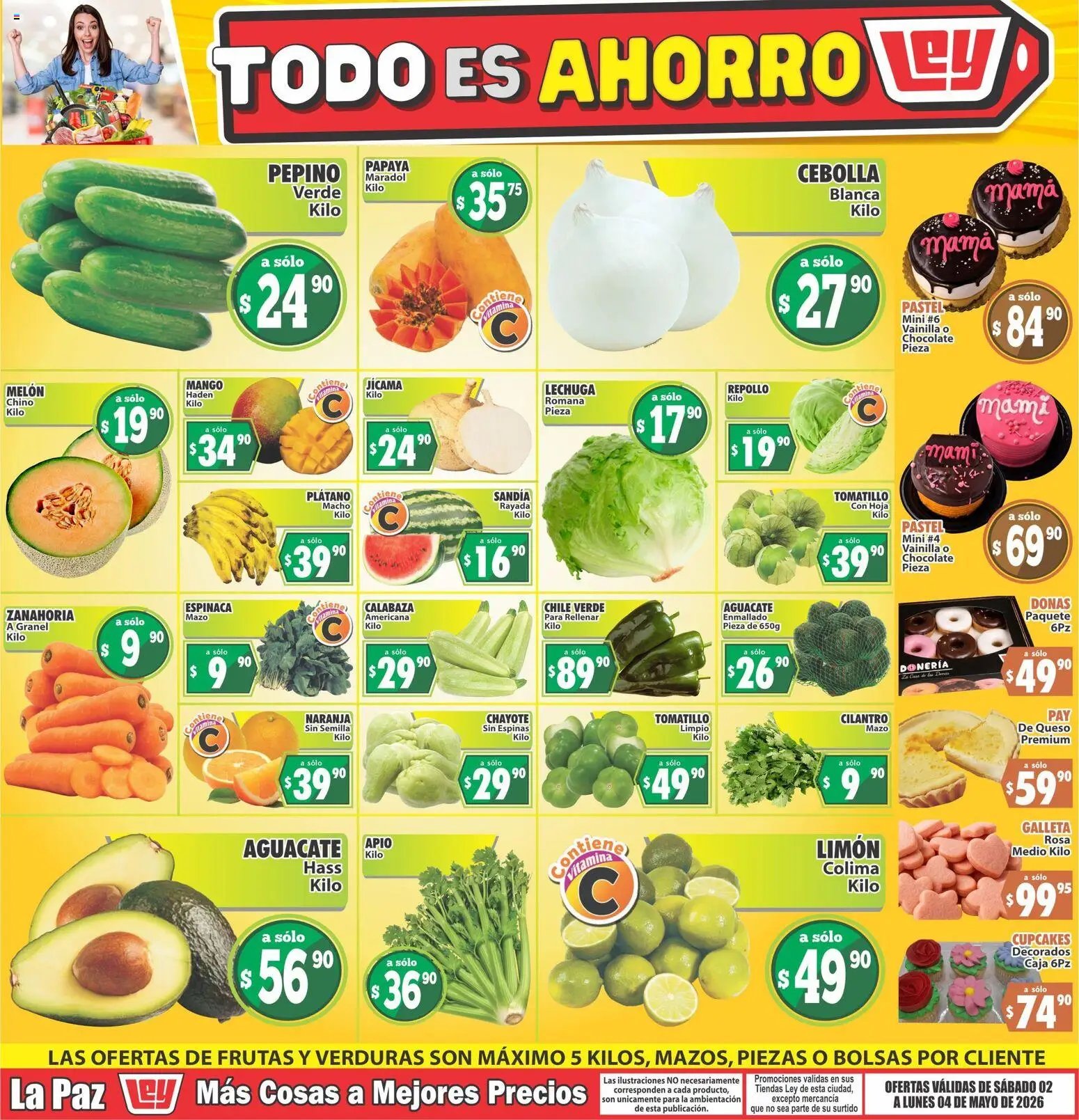 Casa Ley oferta desde 02/05/2026 Casa Ley folleto Las ofertas de frutas y verdunas La Paz (2026-05-02 - 2026-05-04)