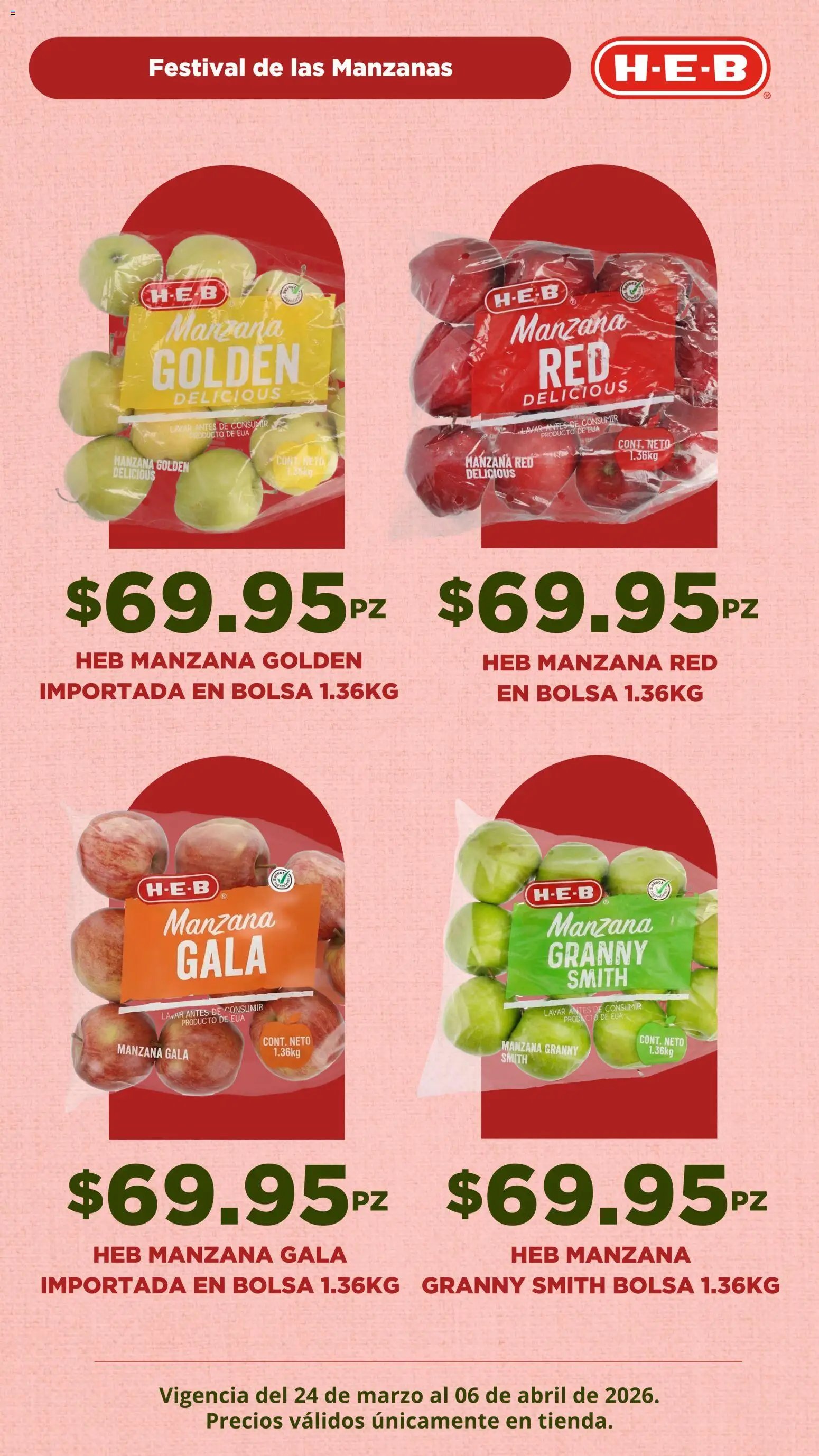 H-E-B oferta desde 24/03/2026 H-E-B folleto Festival de las Manzanas (2026-03-24 - 2026-04-06)