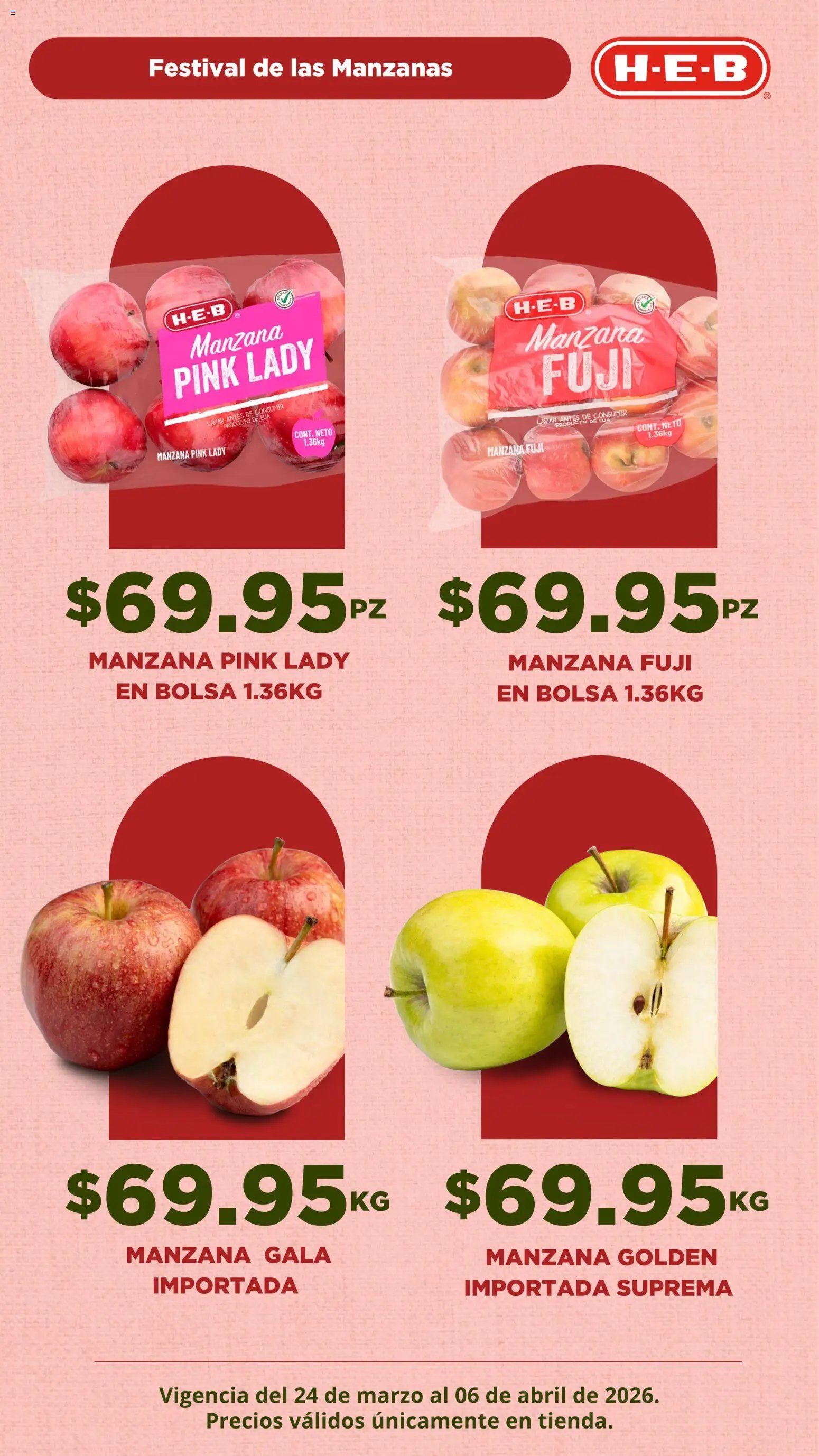 H-E-B oferta desde 24/03/2026 H-E-B folleto Festival de las Manzanas (2026-03-24 - 2026-04-06)