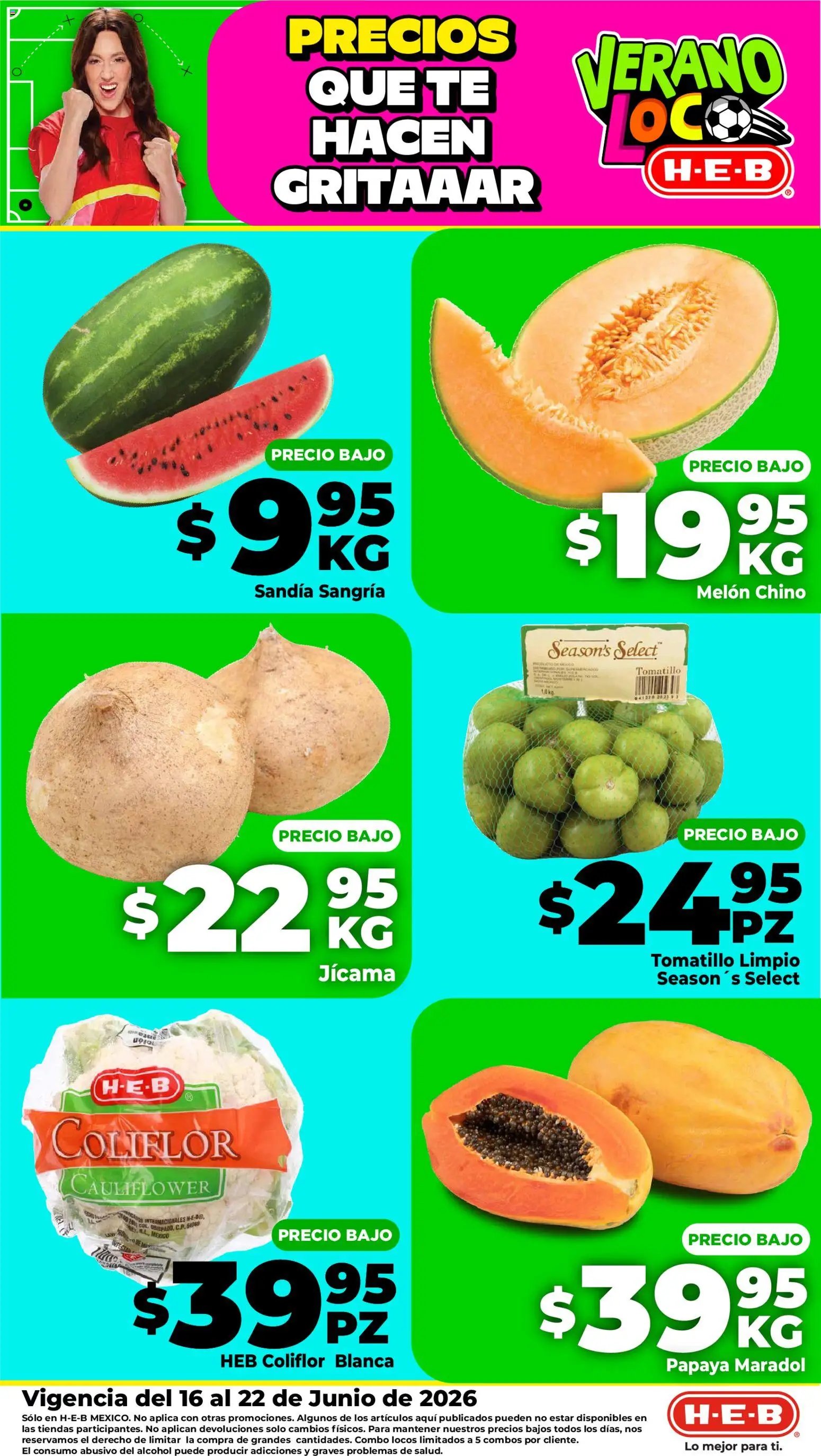 H-E-B oferta desde 16/06/2026 H-E-B folleto Fruta y venduras