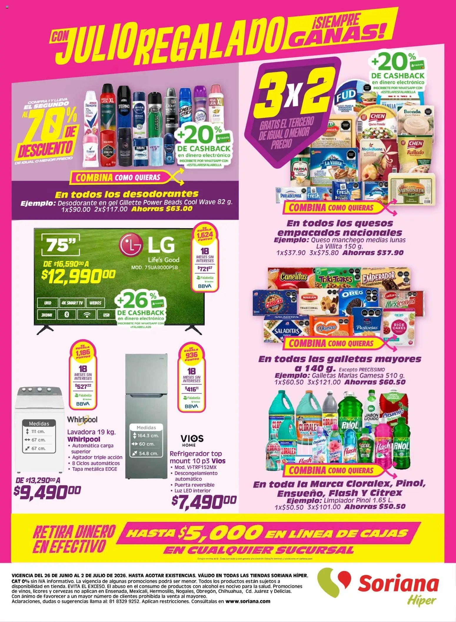Soriana oferta desde 26/06/2026 Soriana Julio Regalado Híper Nacional