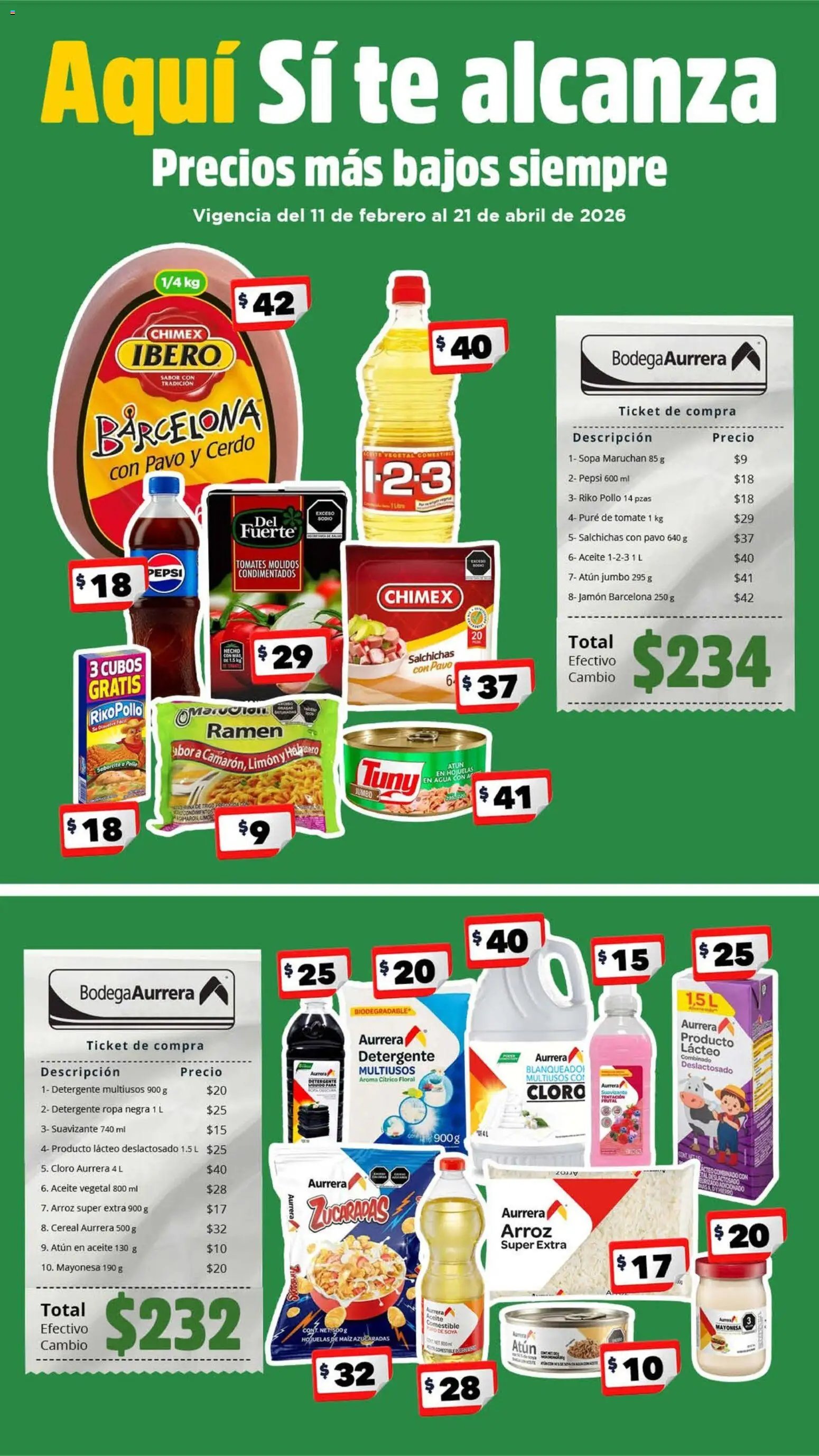 Bodega Aurrerá oferta desde 11/02/2026 Folleto Precios más bajos siempre (2026-02-11 - 2026-04-21)