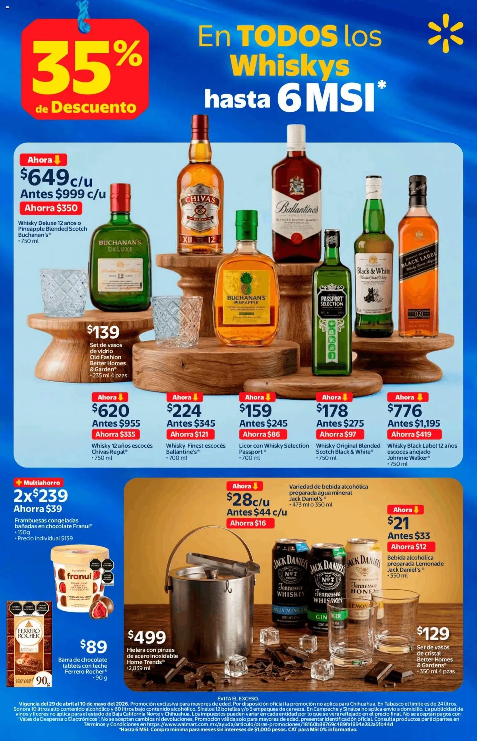 Walmart oferta desde 29/04/2026 Walmart folleto Vinos y licores con 35% de descuento (2026-04-29 - 2026-05-10)
