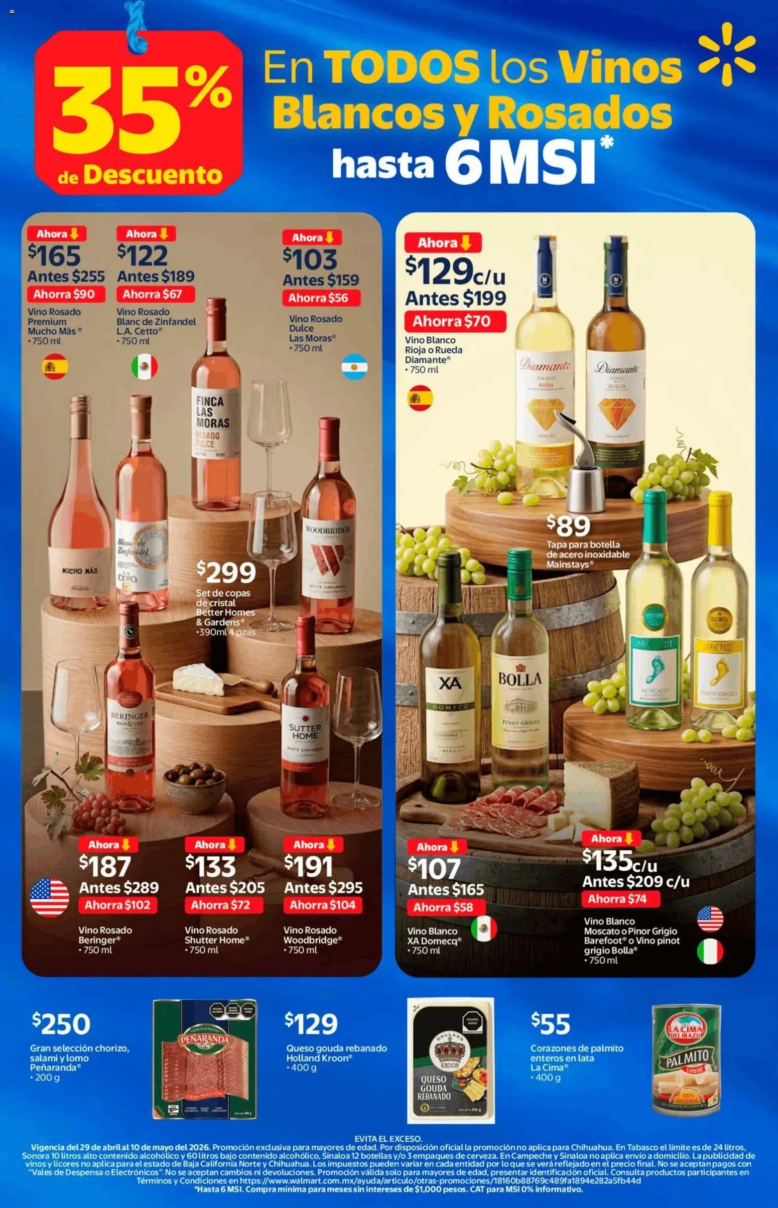 Walmart oferta desde 29/04/2026 Walmart folleto Vinos y licores con 35% de descuento (2026-04-29 - 2026-05-10)