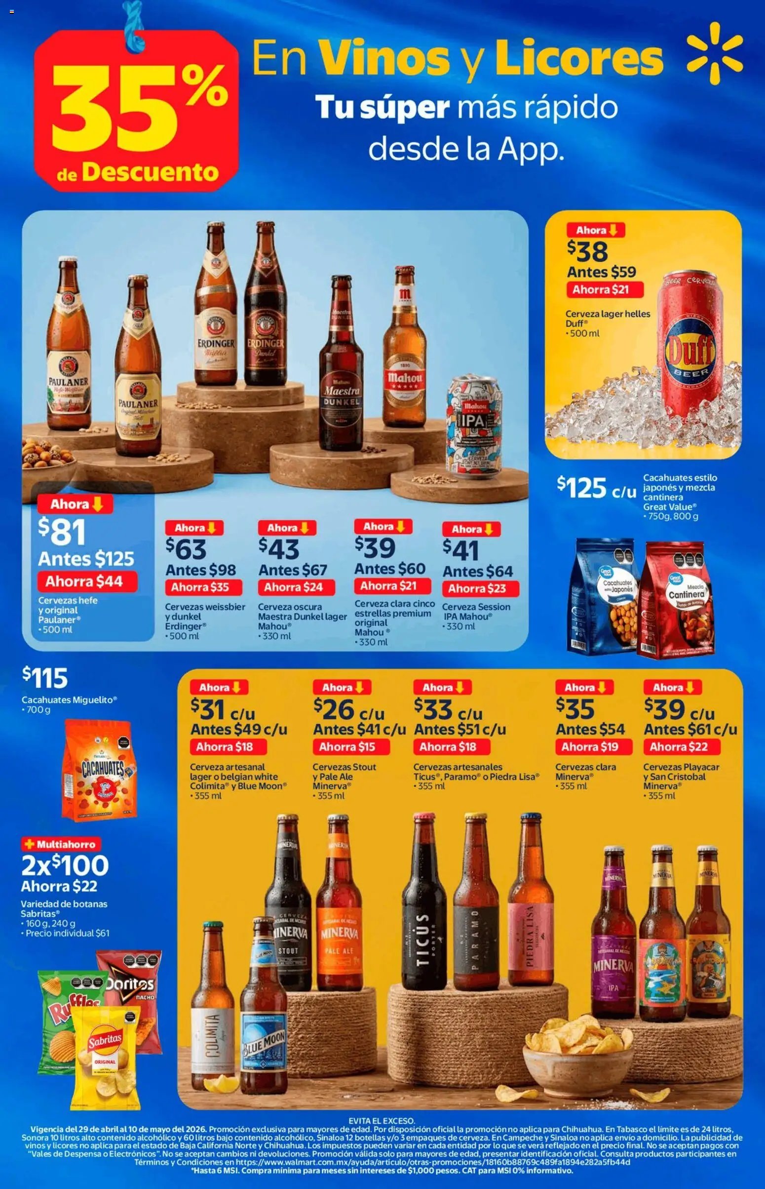 Walmart oferta desde 29/04/2026 Walmart folleto Vinos y licores con 35% de descuento (2026-04-29 - 2026-05-10)