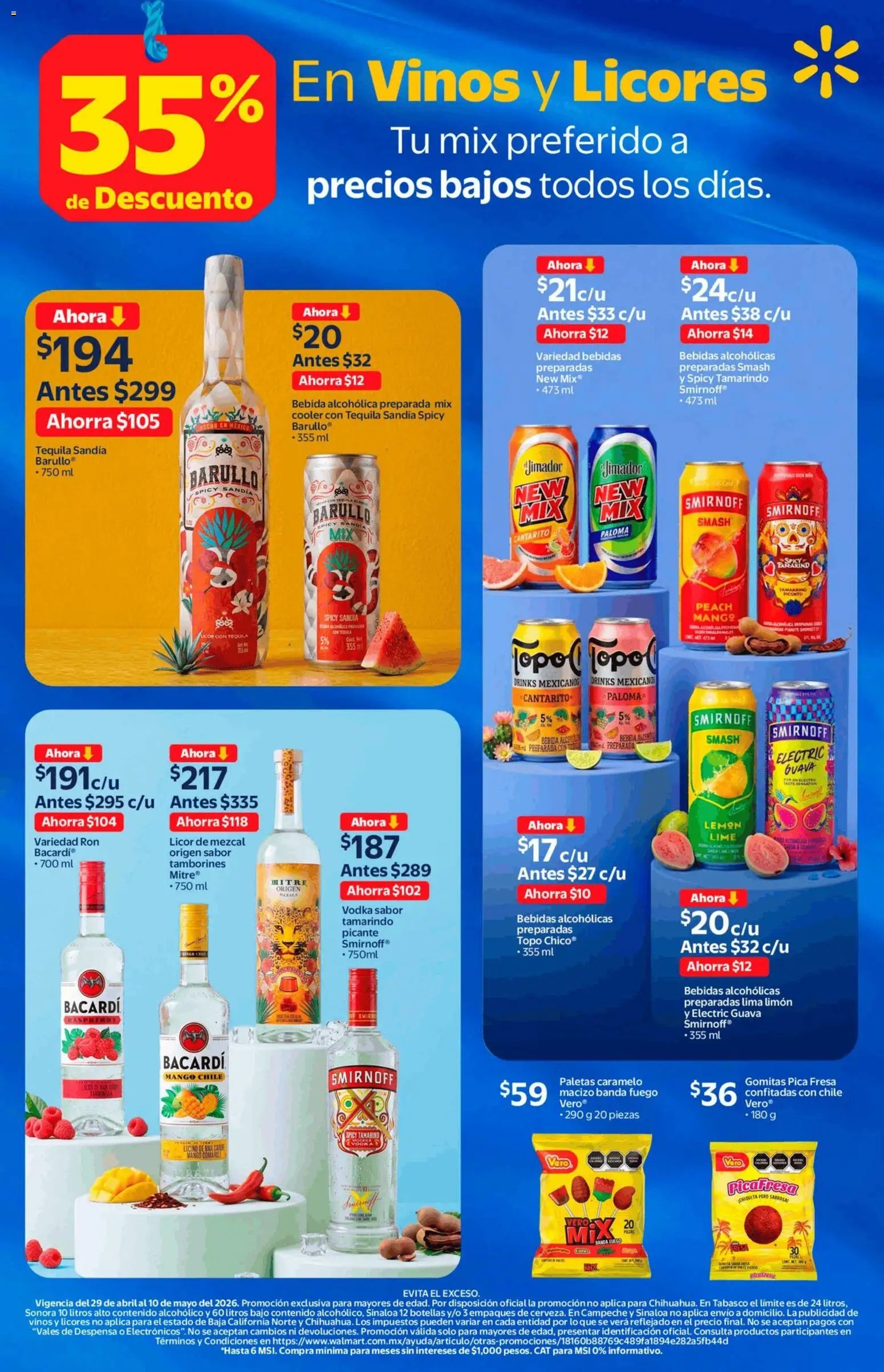 Walmart oferta desde 29/04/2026 Walmart folleto Vinos y licores con 35% de descuento (2026-04-29 - 2026-05-10)