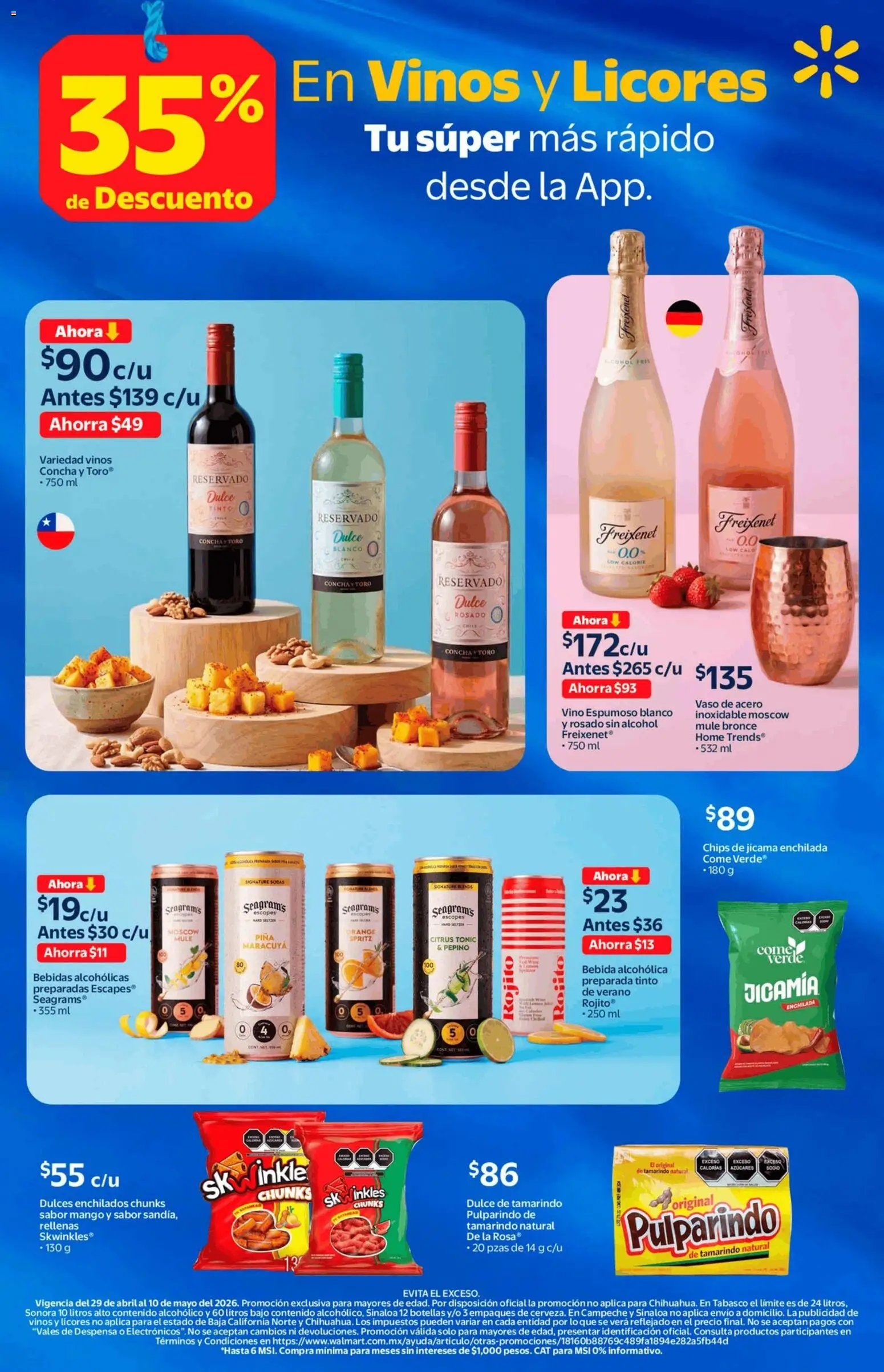 Walmart oferta desde 29/04/2026 Walmart folleto Vinos y licores con 35% de descuento (2026-04-29 - 2026-05-10)