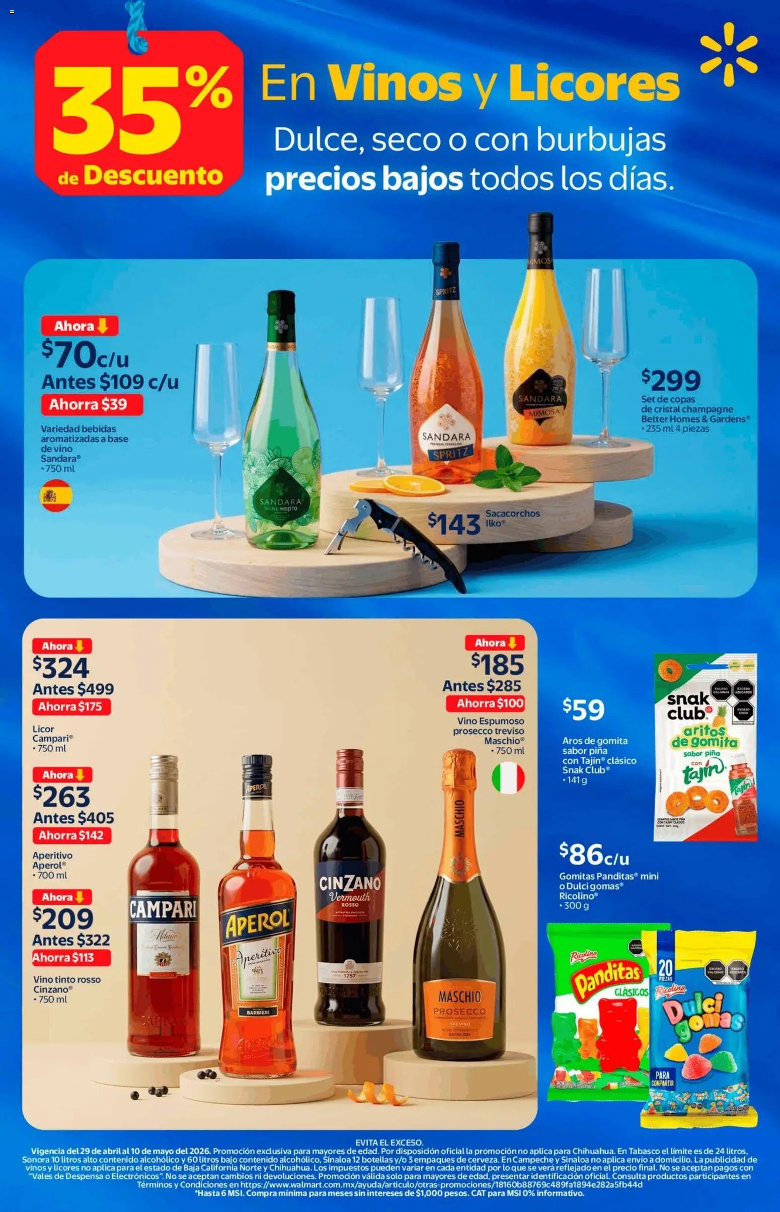 Walmart oferta desde 29/04/2026 Walmart folleto Vinos y licores con 35% de descuento (2026-04-29 - 2026-05-10)