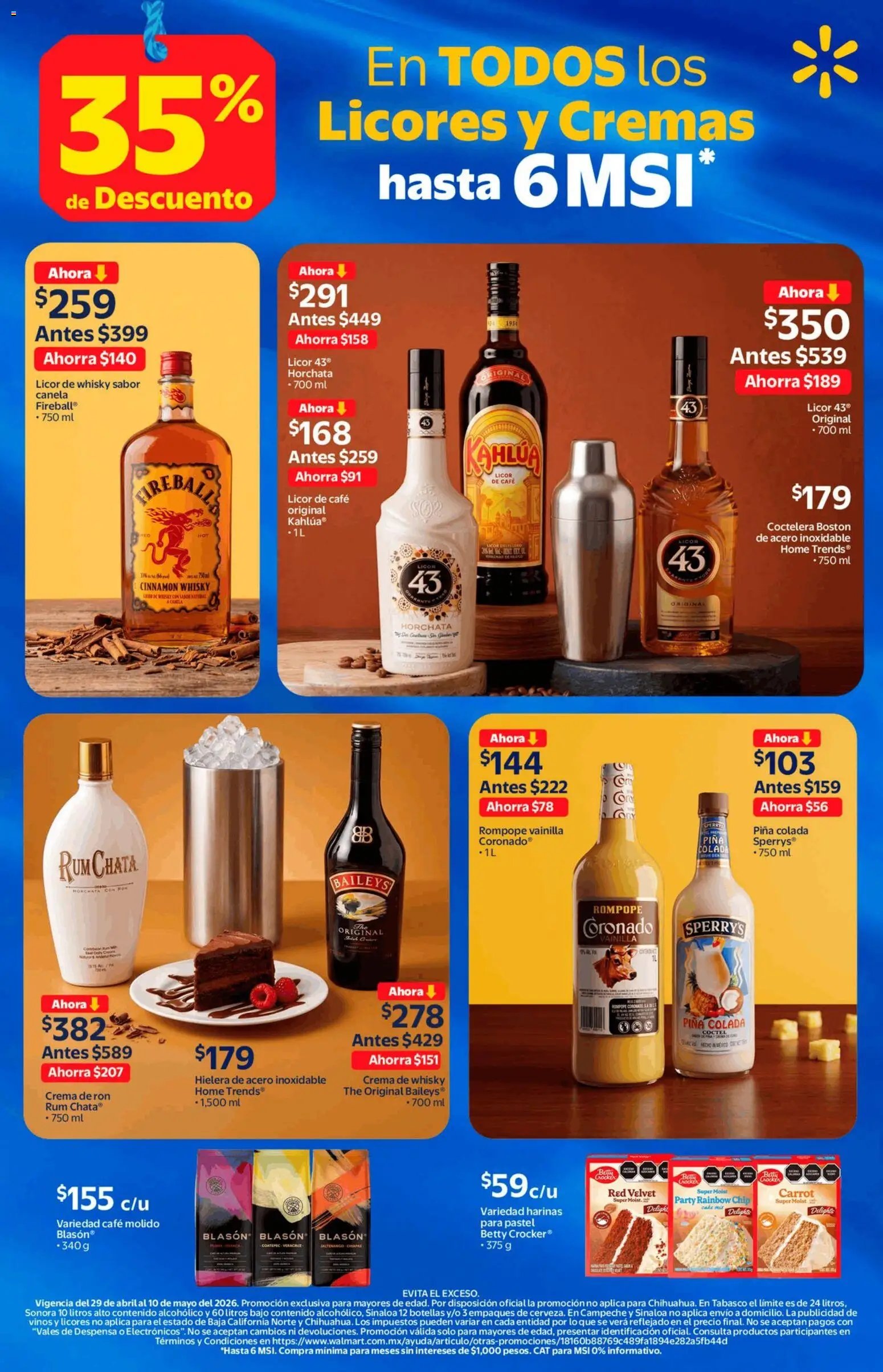 Walmart oferta desde 29/04/2026 Walmart folleto Vinos y licores con 35% de descuento (2026-04-29 - 2026-05-10)