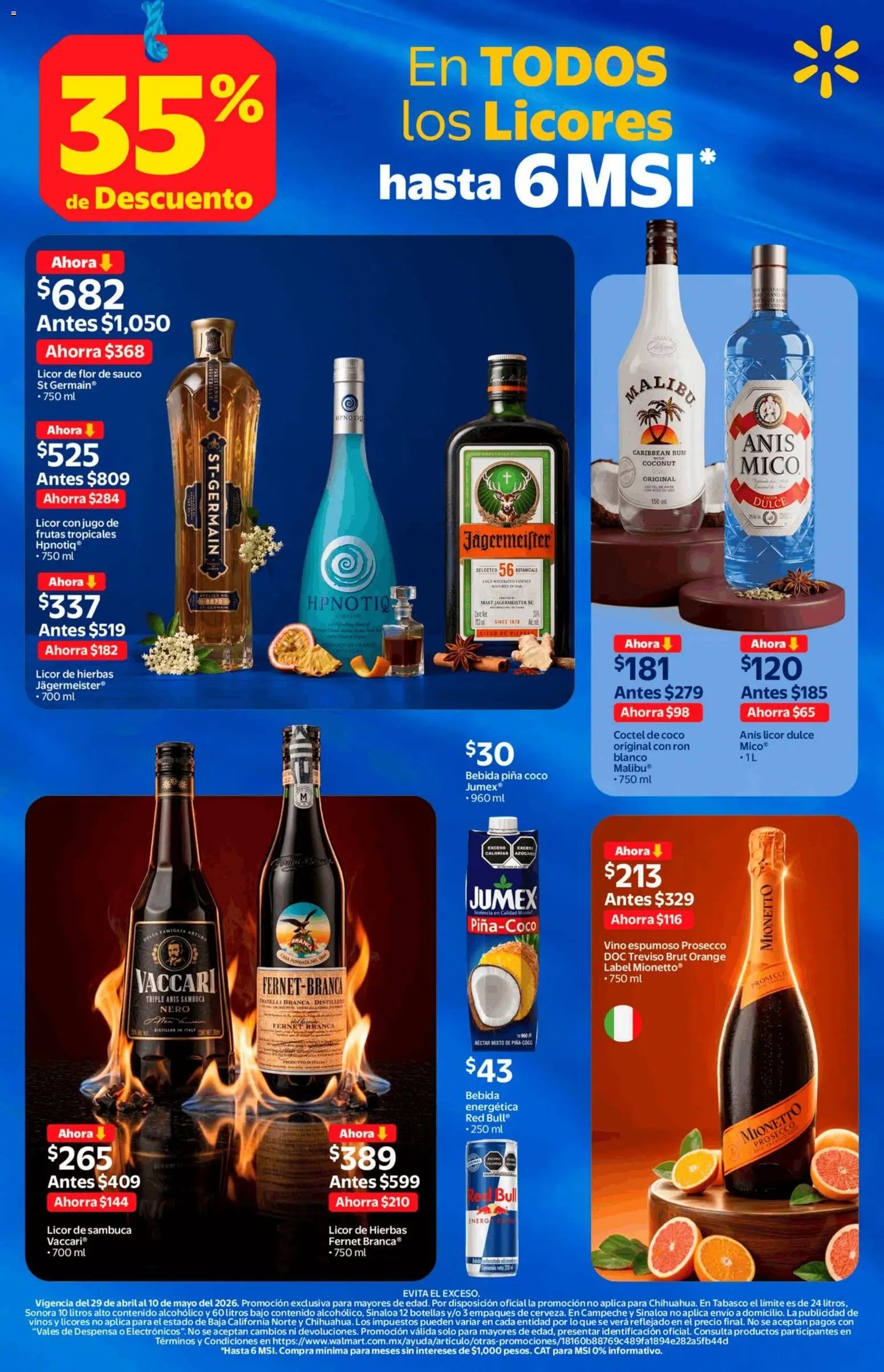 Walmart oferta desde 29/04/2026 Walmart folleto Vinos y licores con 35% de descuento (2026-04-29 - 2026-05-10)