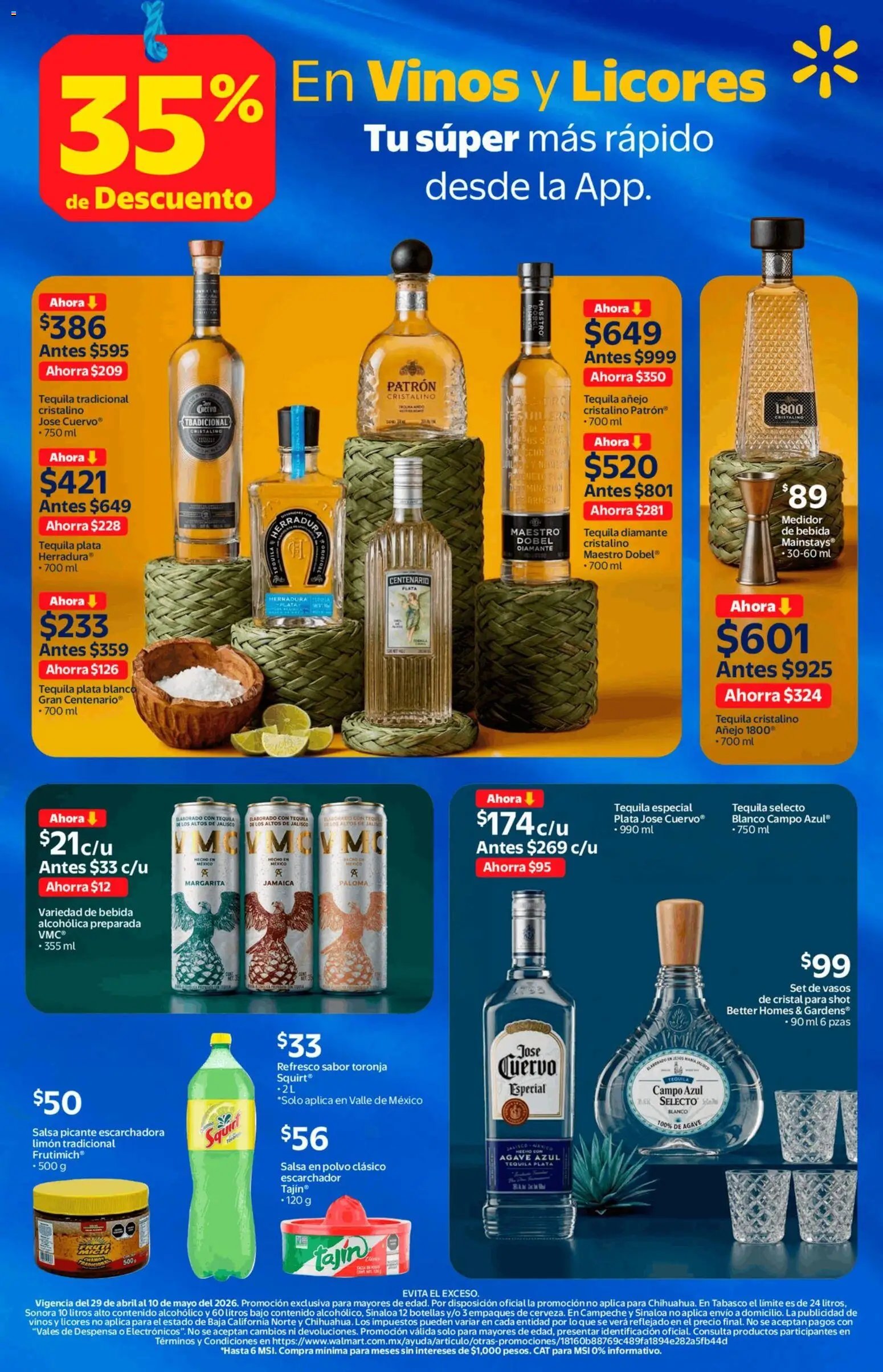 Walmart oferta desde 29/04/2026 Walmart folleto Vinos y licores con 35% de descuento (2026-04-29 - 2026-05-10)
