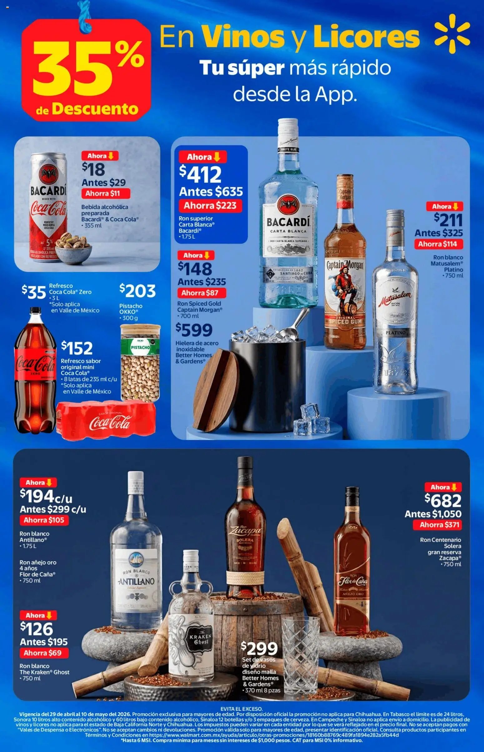Walmart oferta desde 29/04/2026 Walmart folleto Vinos y licores con 35% de descuento (2026-04-29 - 2026-05-10)