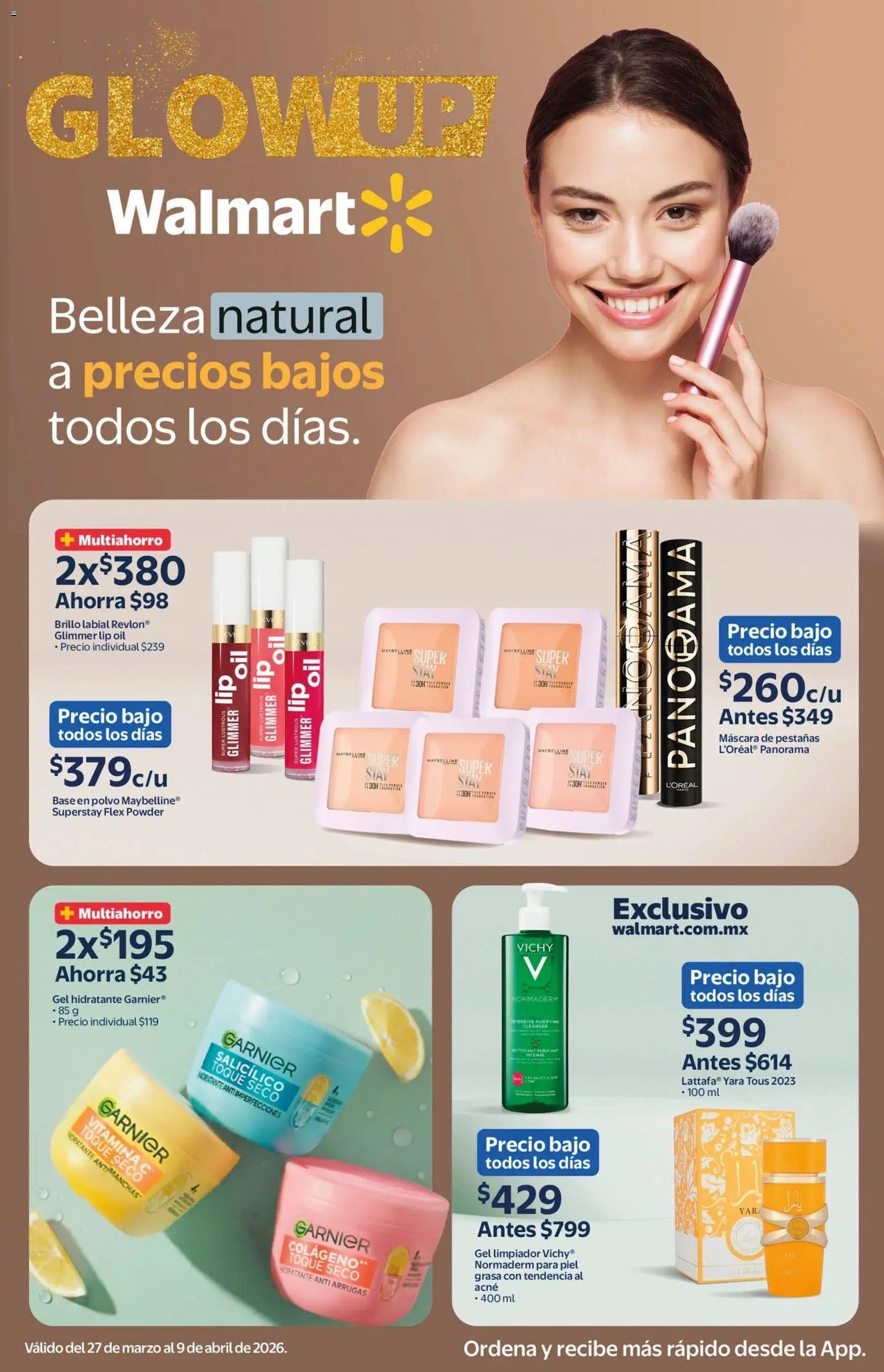 Walmart oferta desde 27/03/2026 Walmart folleto Belleza natural a precios bajos (2026-03-27 - 2026-04-09)