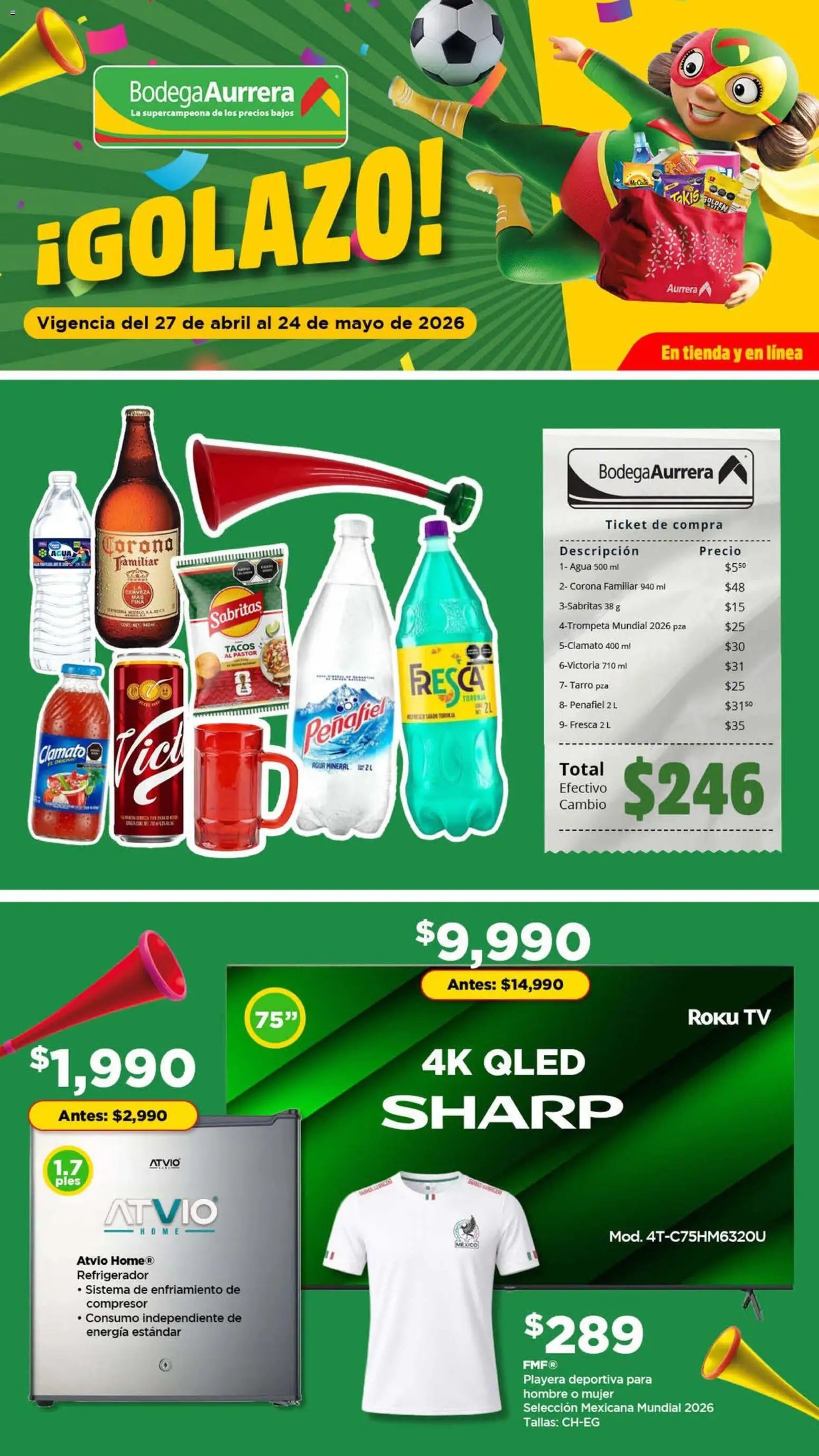 Bodega Aurrerá oferta desde 27/04/2026 Bodega Aurrerá folleto Golazo (2026-04-27 - 2026-05-24)