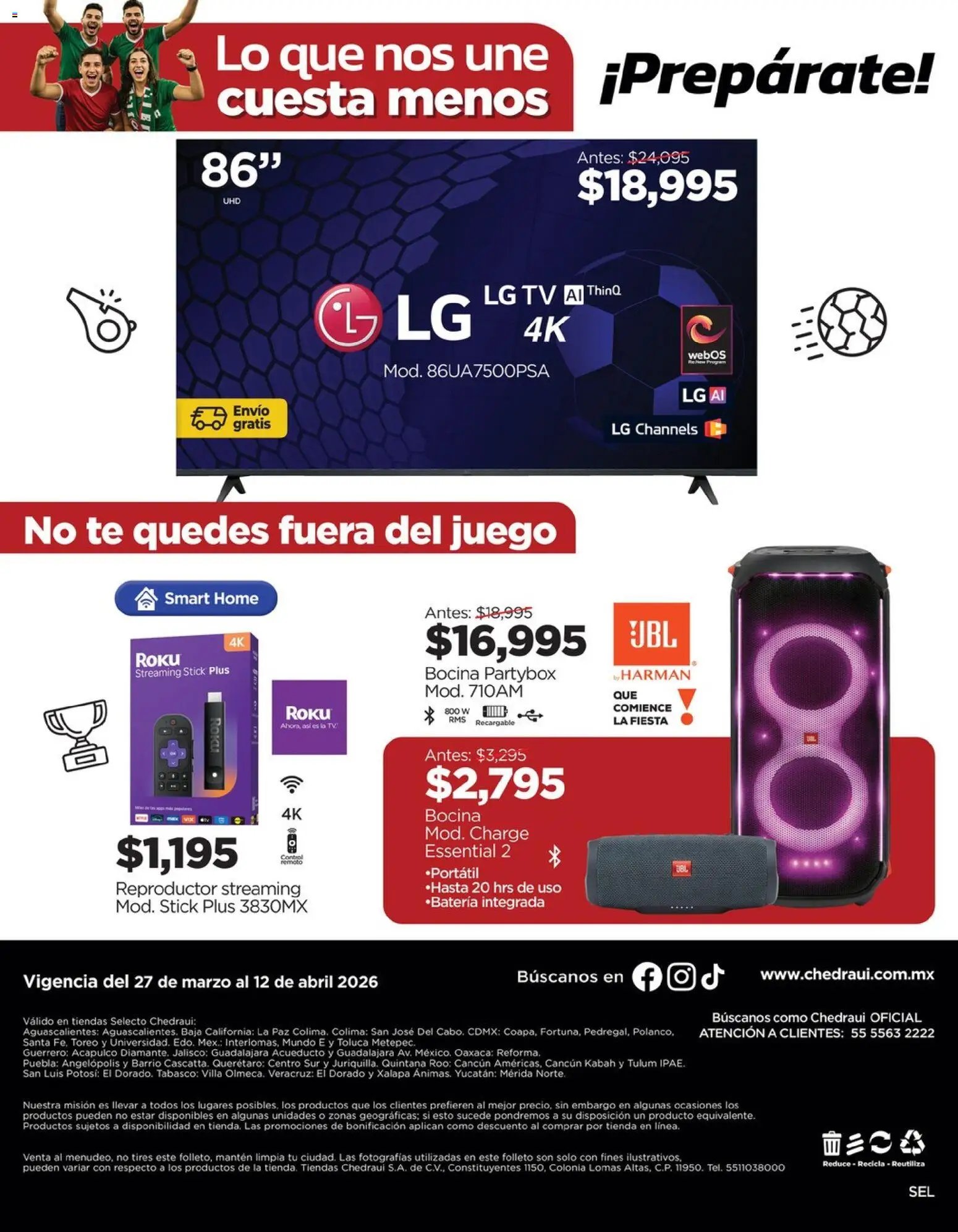 Chedraui oferta desde 27/03/2026 Chedraui folleto Llevarte más cuesta menos (2026-03-27 - 2026-04-12)