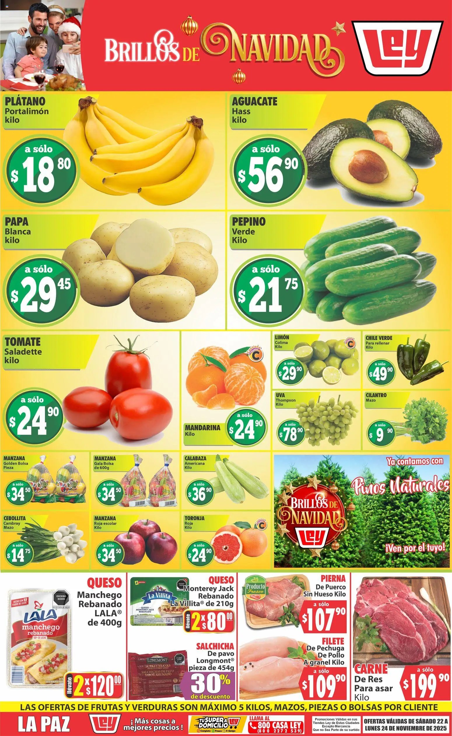 Casa Ley oferta desde 22/11/2025 Folleto Las ofertas de frutas y verduras (2025-11-22 - 2025-11-24)