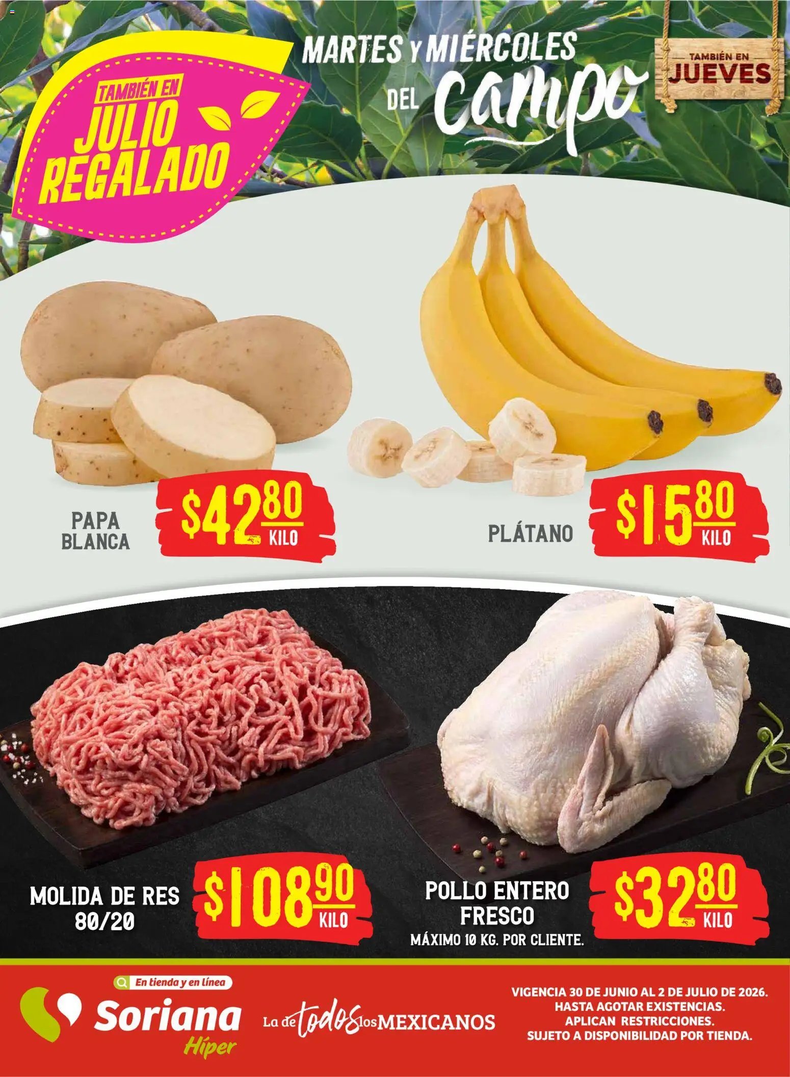 Soriana oferta desde 30/06/2026 Soriana Martes y Miércoles del Campo Híper: Saltillo y Torreón