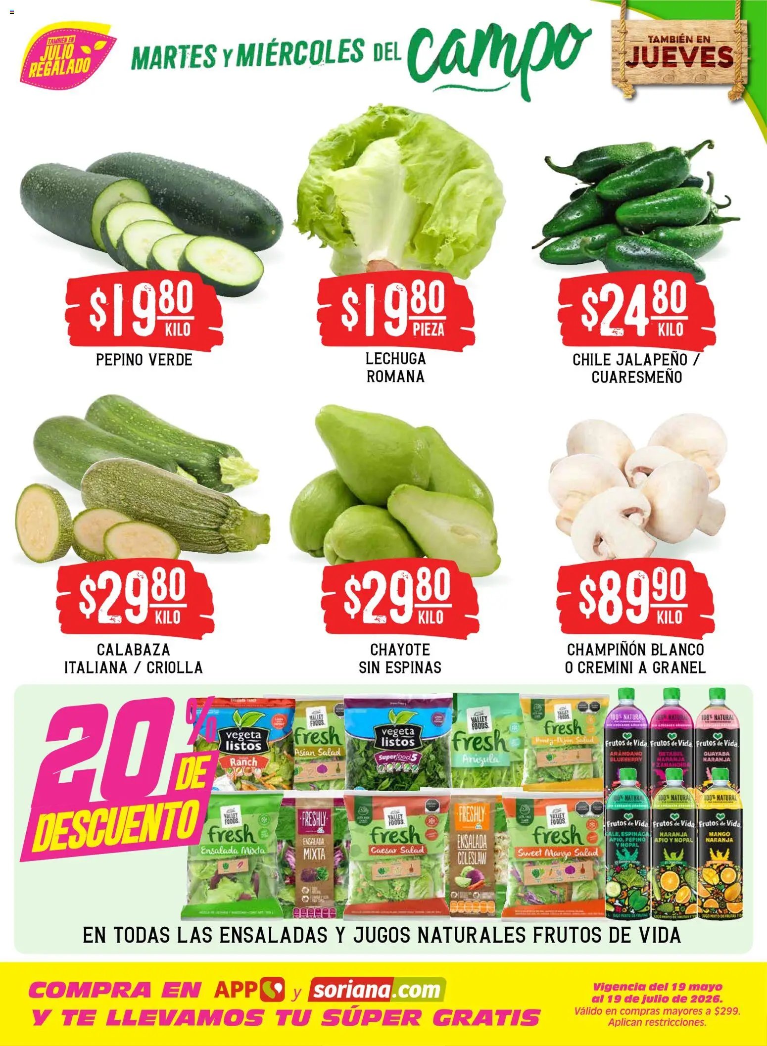 Soriana oferta desde 14/07/2026 Soriana Martes y Miércoles del Campo Híper: Tamaulipas (excepto Cd. Victoria y Tampico)