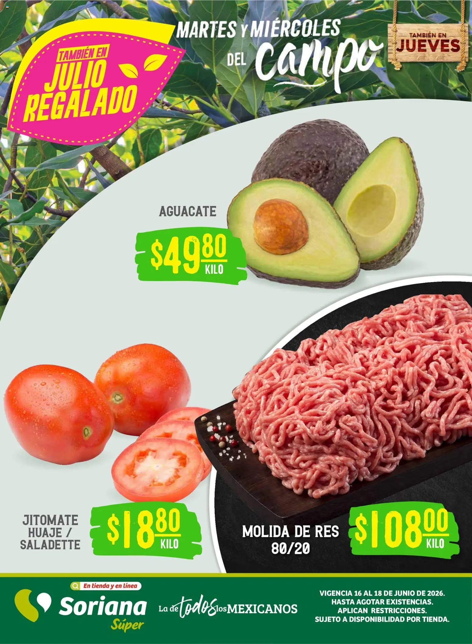 Soriana oferta desde 16/06/2026 Soriana Martes y Miércoles del Campo Súper: Saltillo y Torreón