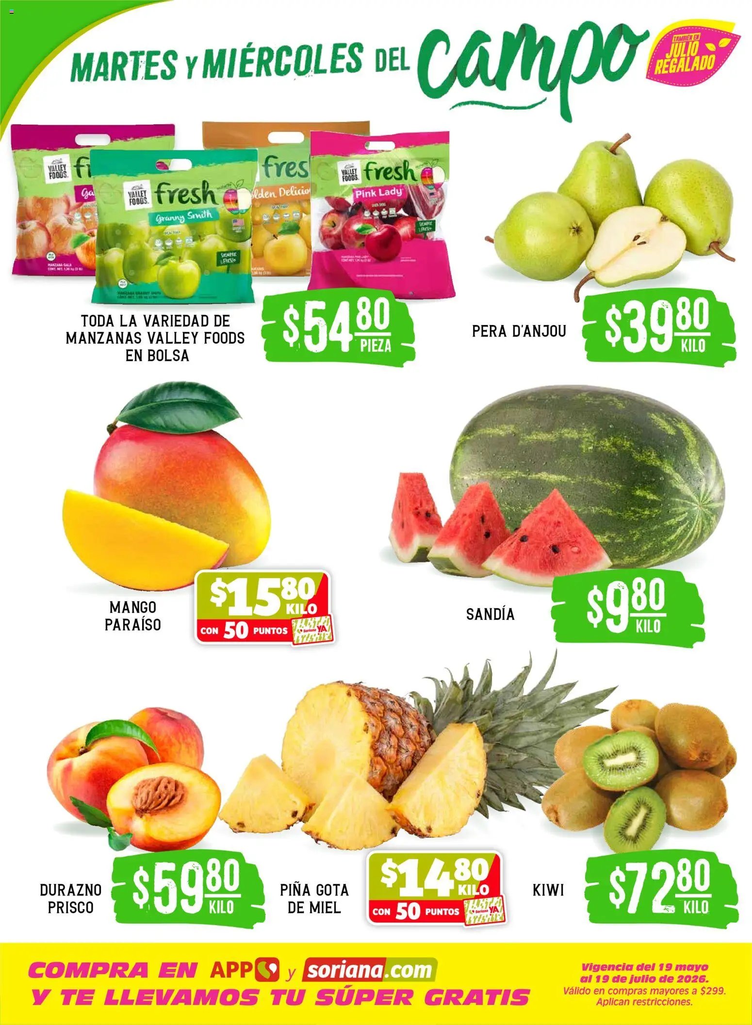 Soriana oferta desde 30/06/2026 Soriana Martes y Miércoles del Campo Súper: BCS, Son y Sin