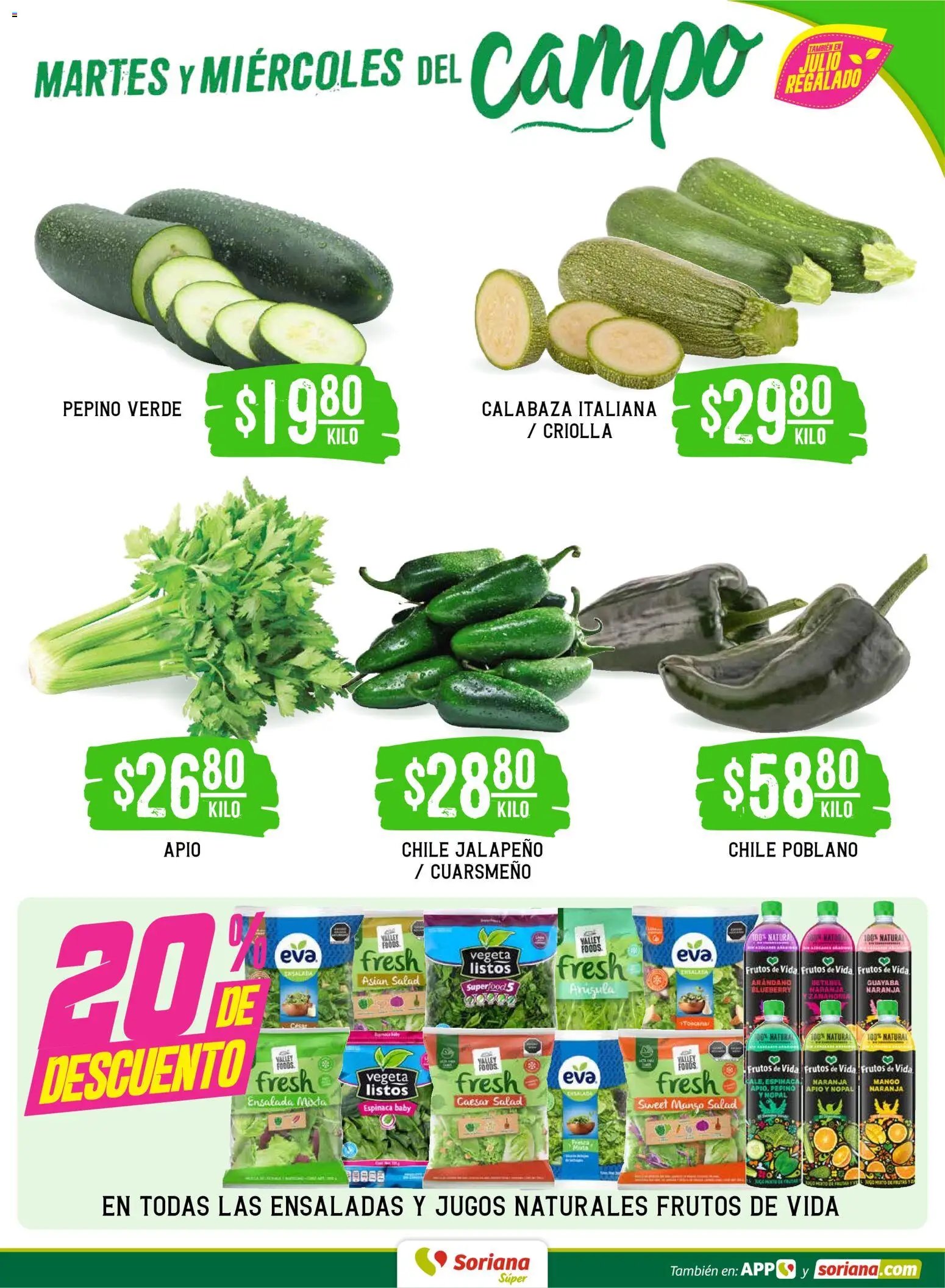 Soriana oferta desde 30/06/2026 Soriana Martes y Miércoles del Campo Súper: BCS, Son y Sin