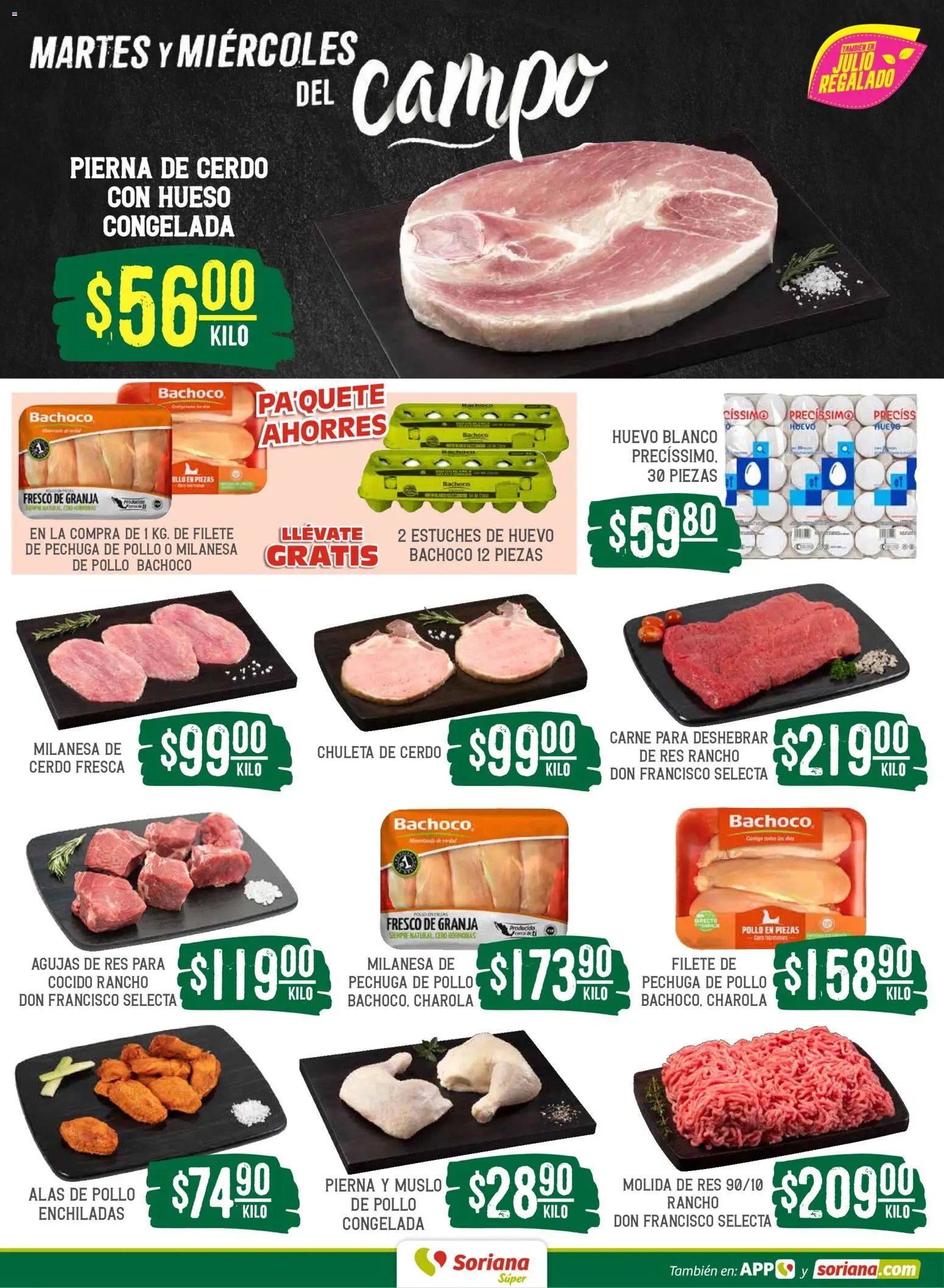 Soriana oferta desde 30/06/2026 Soriana Martes y Miércoles del Campo Súper: BCS, Son y Sin