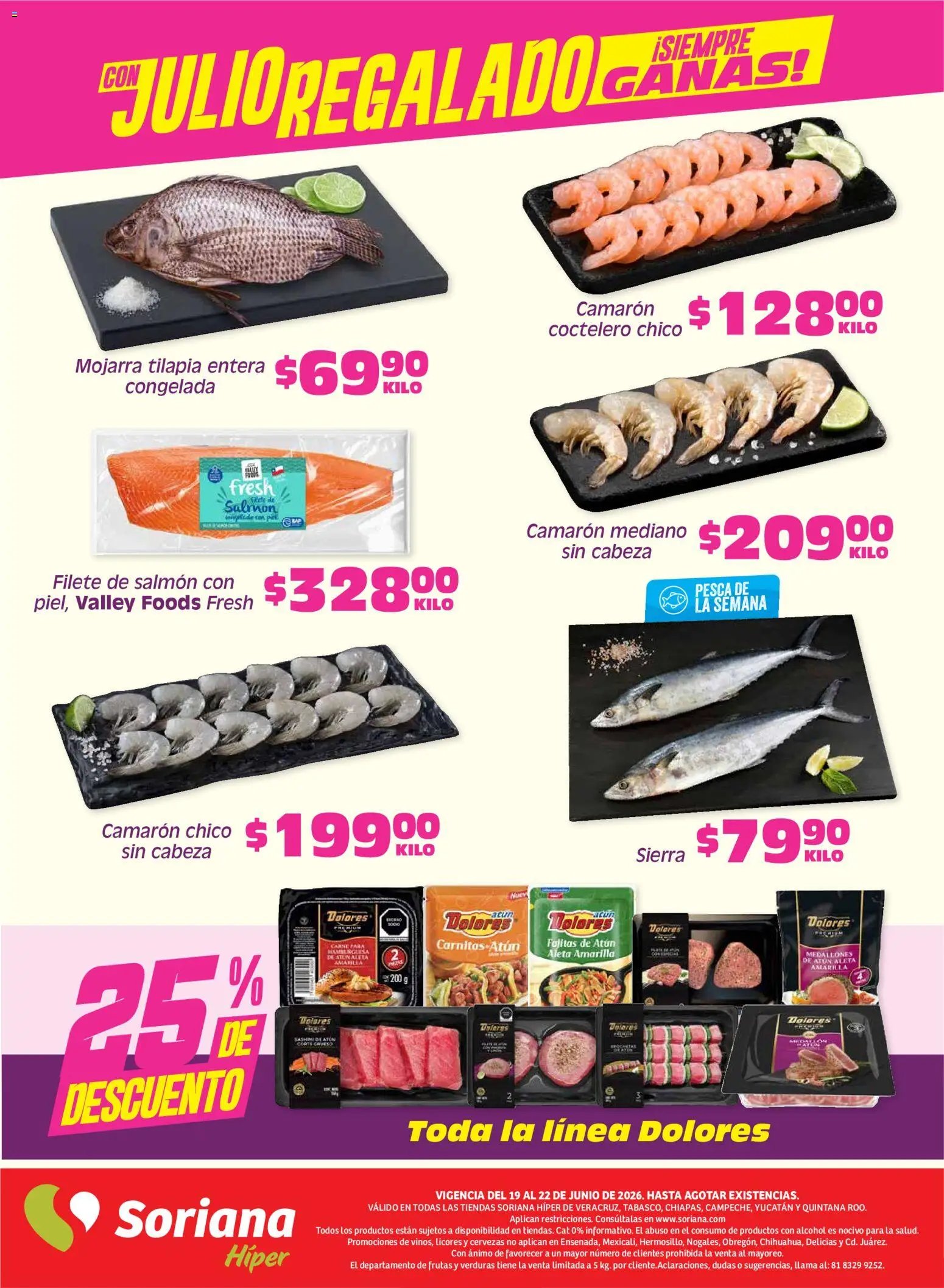 Soriana oferta desde 19/06/2026 Soriana Fin de Semana Híper: Ver, Tab, Chis, Camp, Yuc y Q. Roo