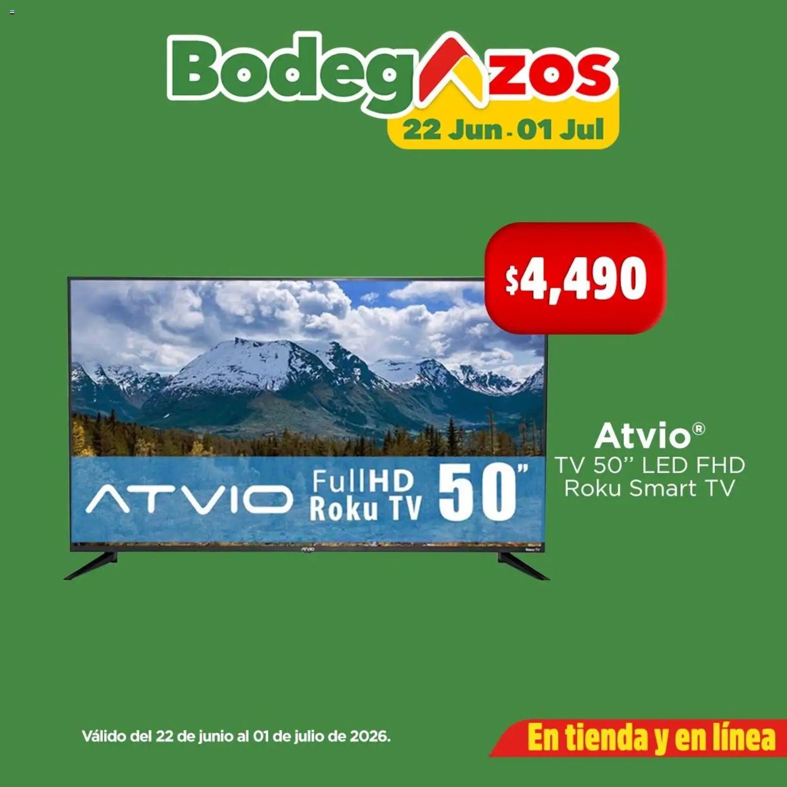 Bodega Aurrerá oferta desde 22/06/2026 Bodega Aurrerá folleto Pantalla nueva para los partidos