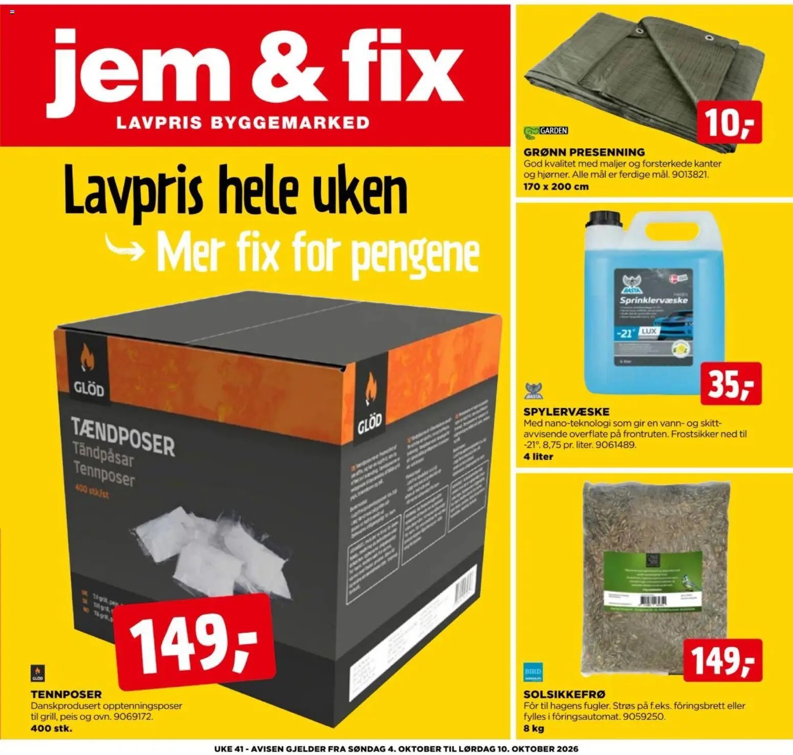 Jem & Fix kundeavis fra 04/10/2026 Jem & Fix kundeavis