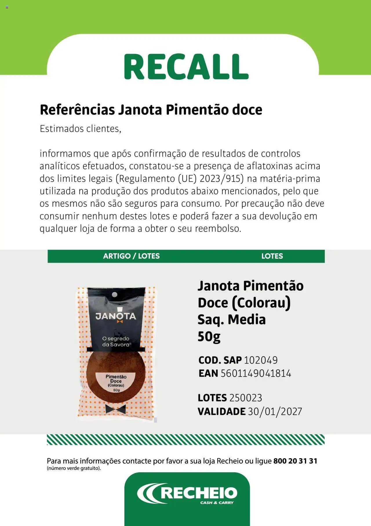 Recheio folheto a partir de 24/04/2025 Atenção Recall (2025-04-24 - 2026-12-30) | 4