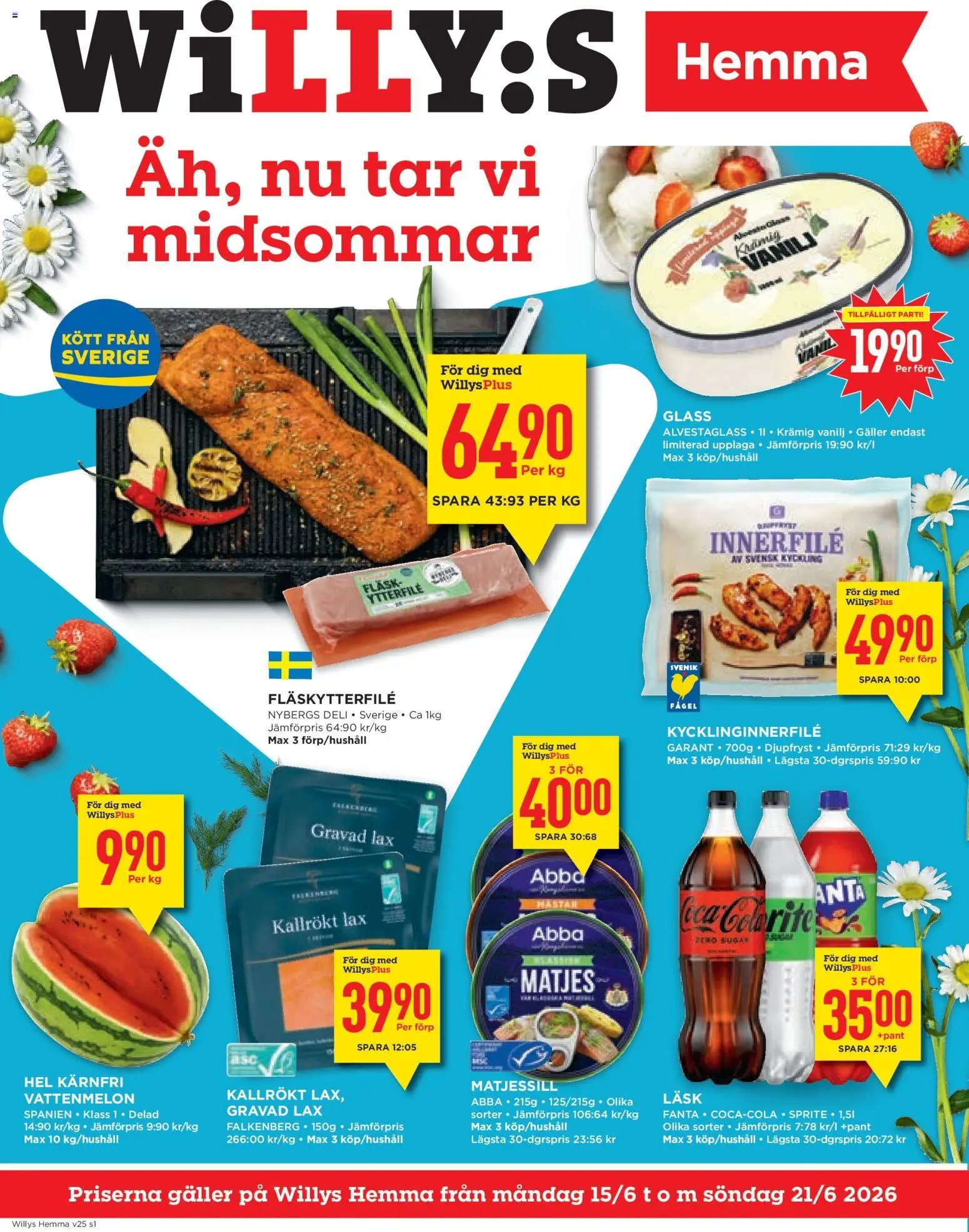 Willys Reklamblad från 15/06/2026 Willys erbjudanden