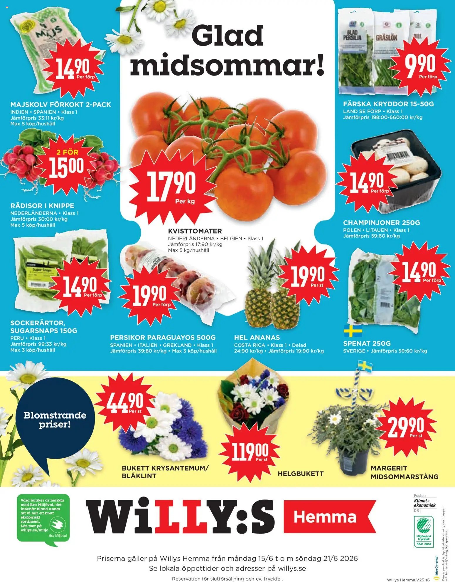 Willys Reklamblad från 15/06/2026 Willys erbjudanden