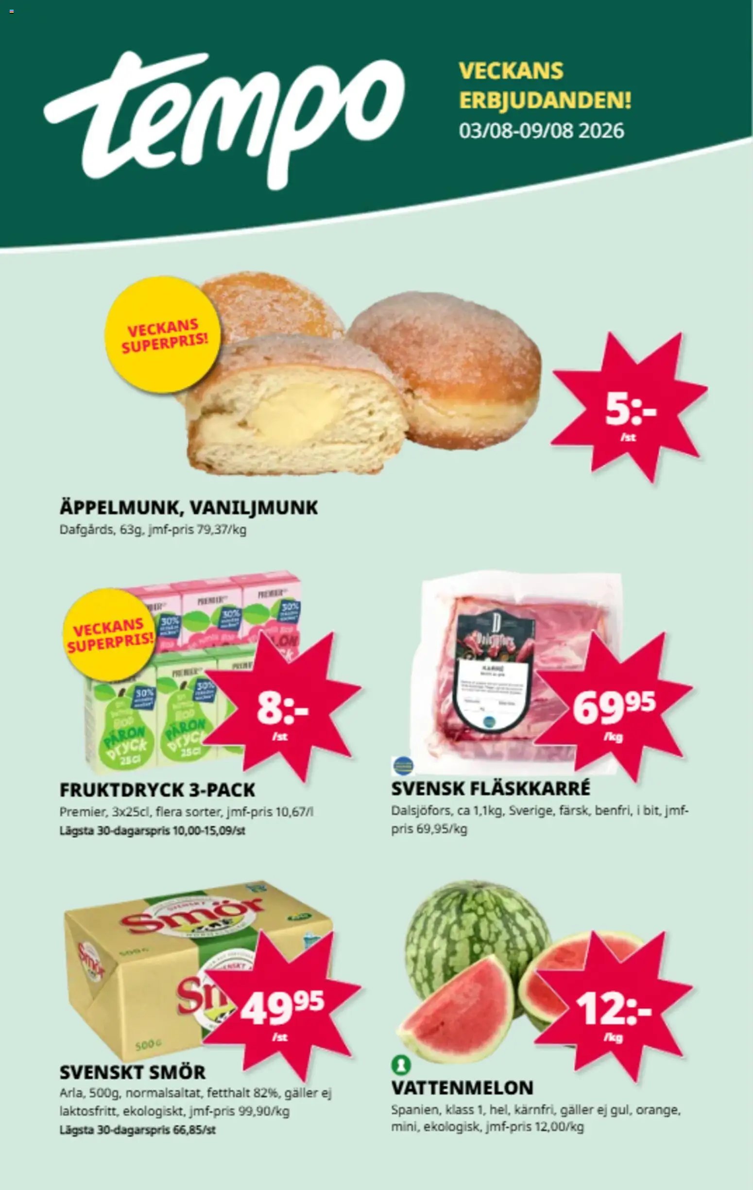 Tempo Reklamblad från 03/08/2026 Tempo erbjudanden