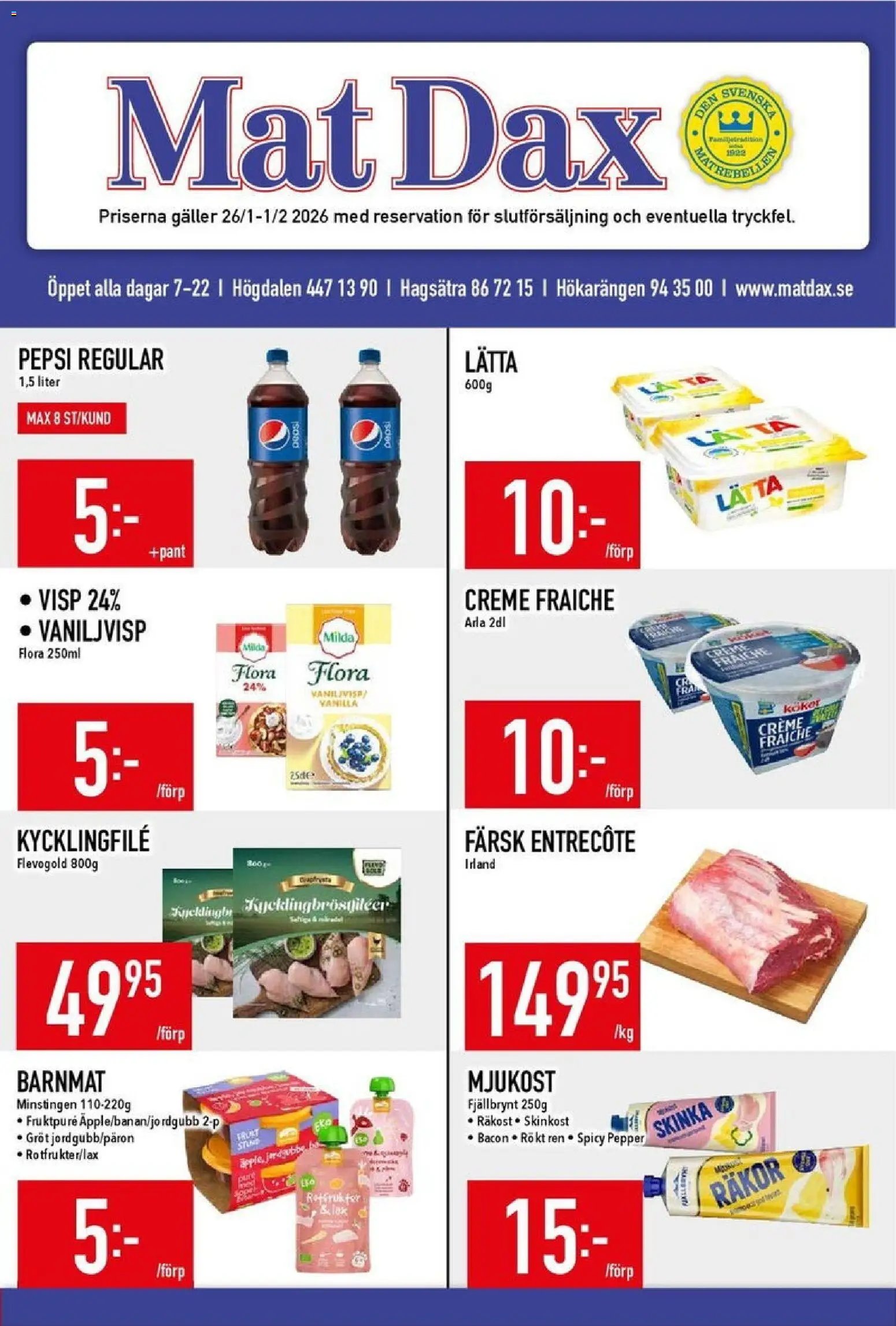 Matdax Reklamblad från 26/01/2026 Aktuella reklamblad Matdax