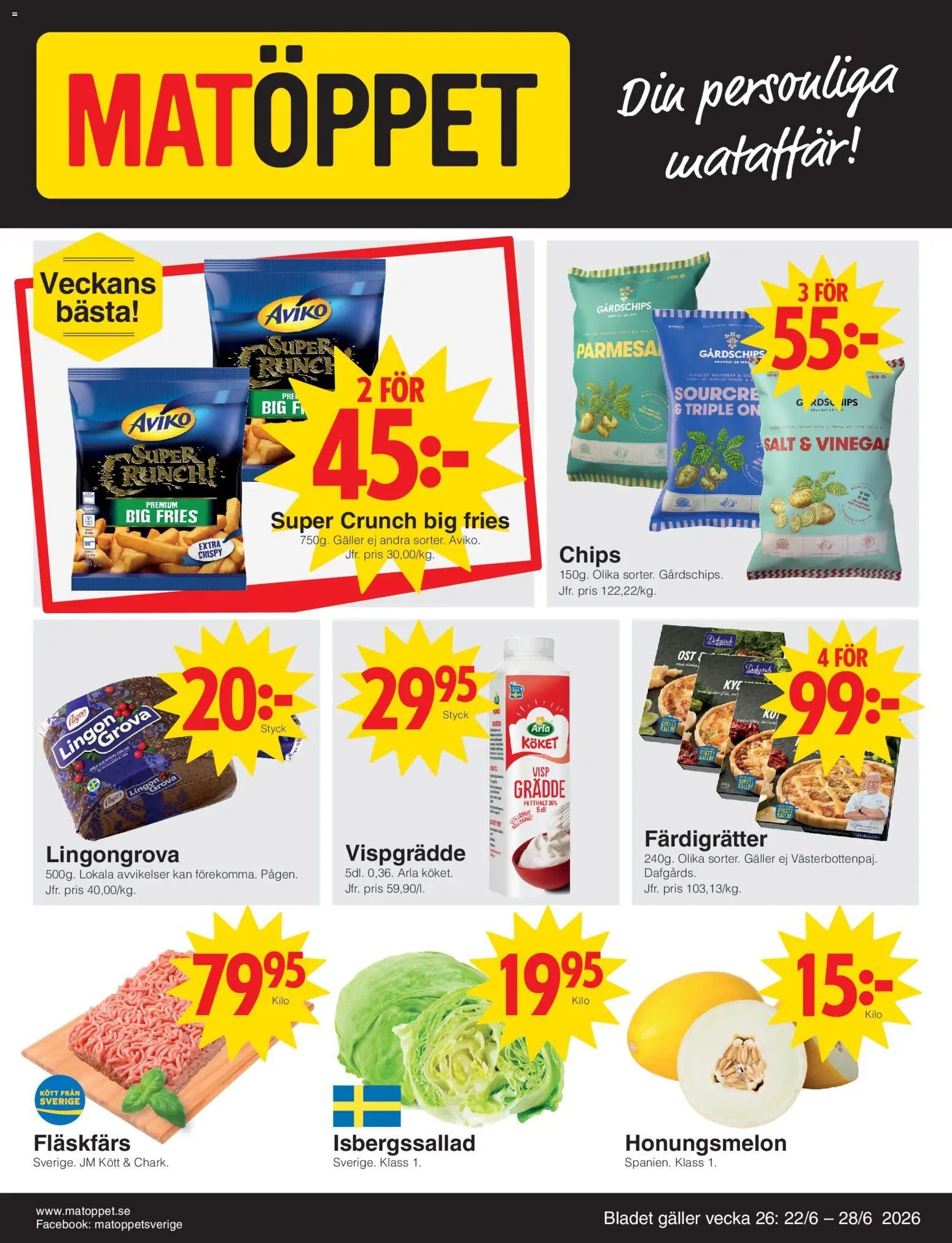 Matöppet Reklamblad från 22/06/2026 Matöppet erbjudanden