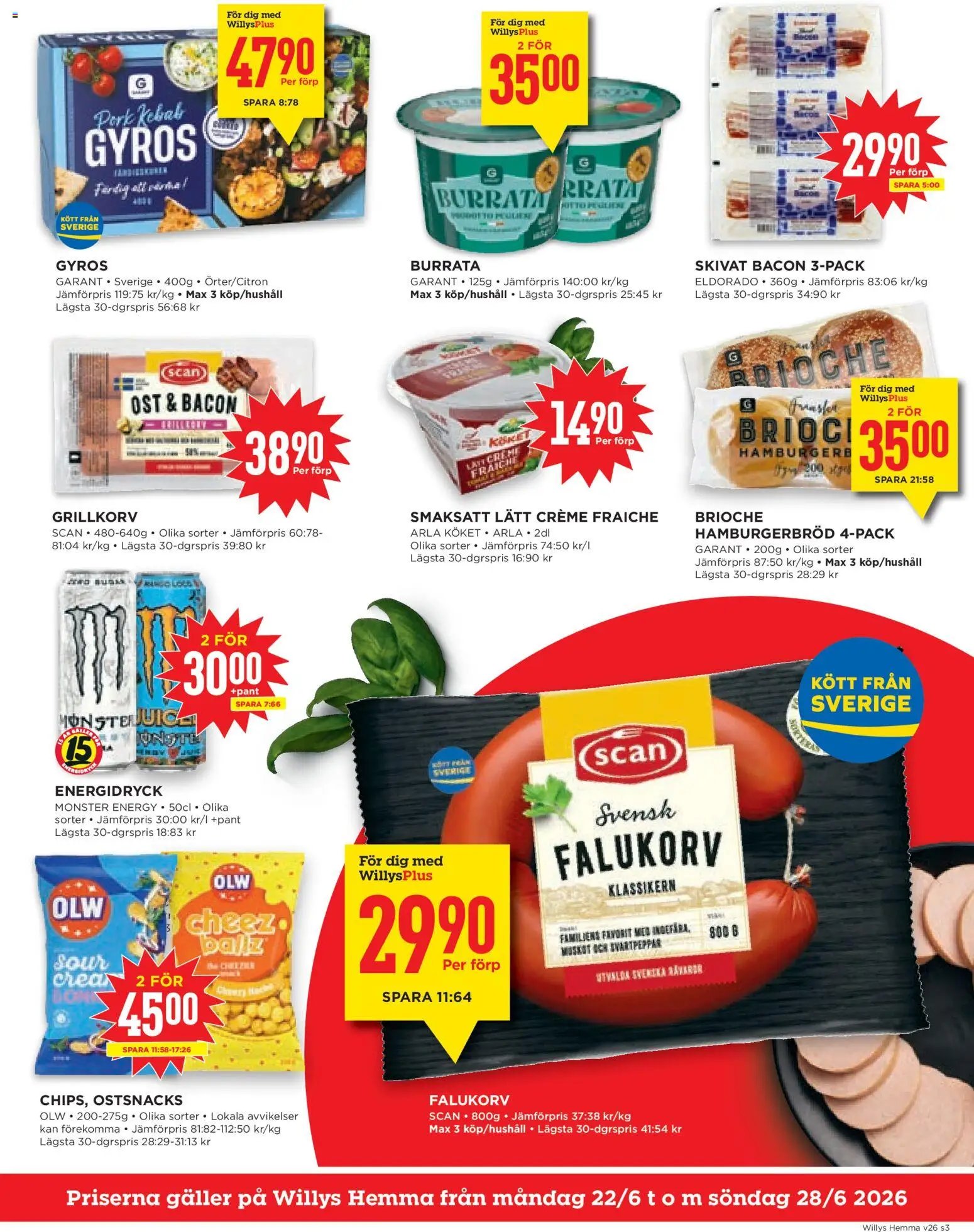 Willys Reklamblad från 22/06/2026 Willys erbjudanden Hemma