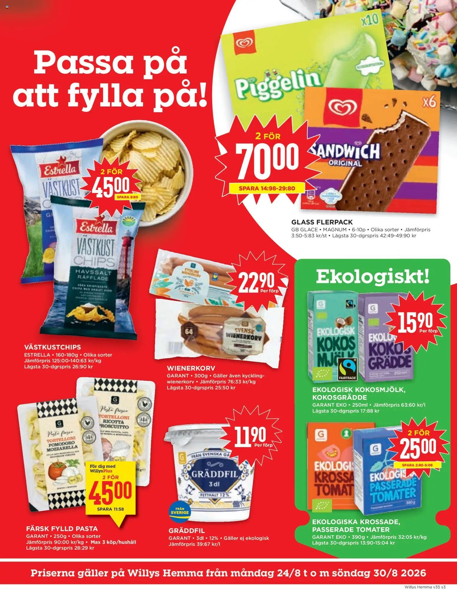 Willys Reklamblad från 24/08/2026 Willys erbjudanden Hemma