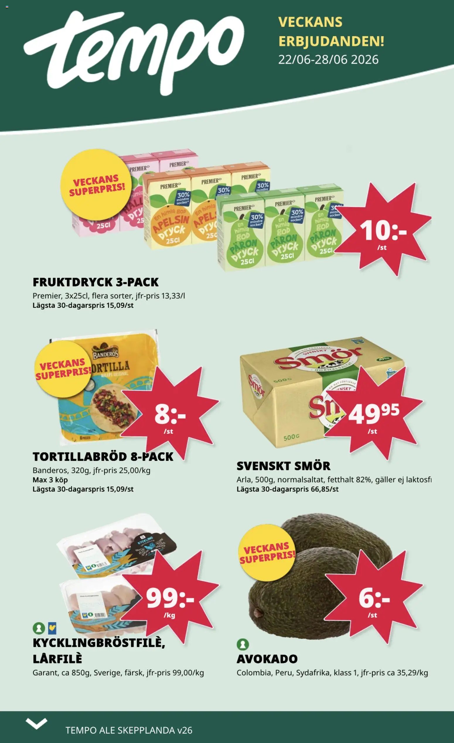 Tempo Reklamblad från 22/06/2026 Tempo erbjudanden