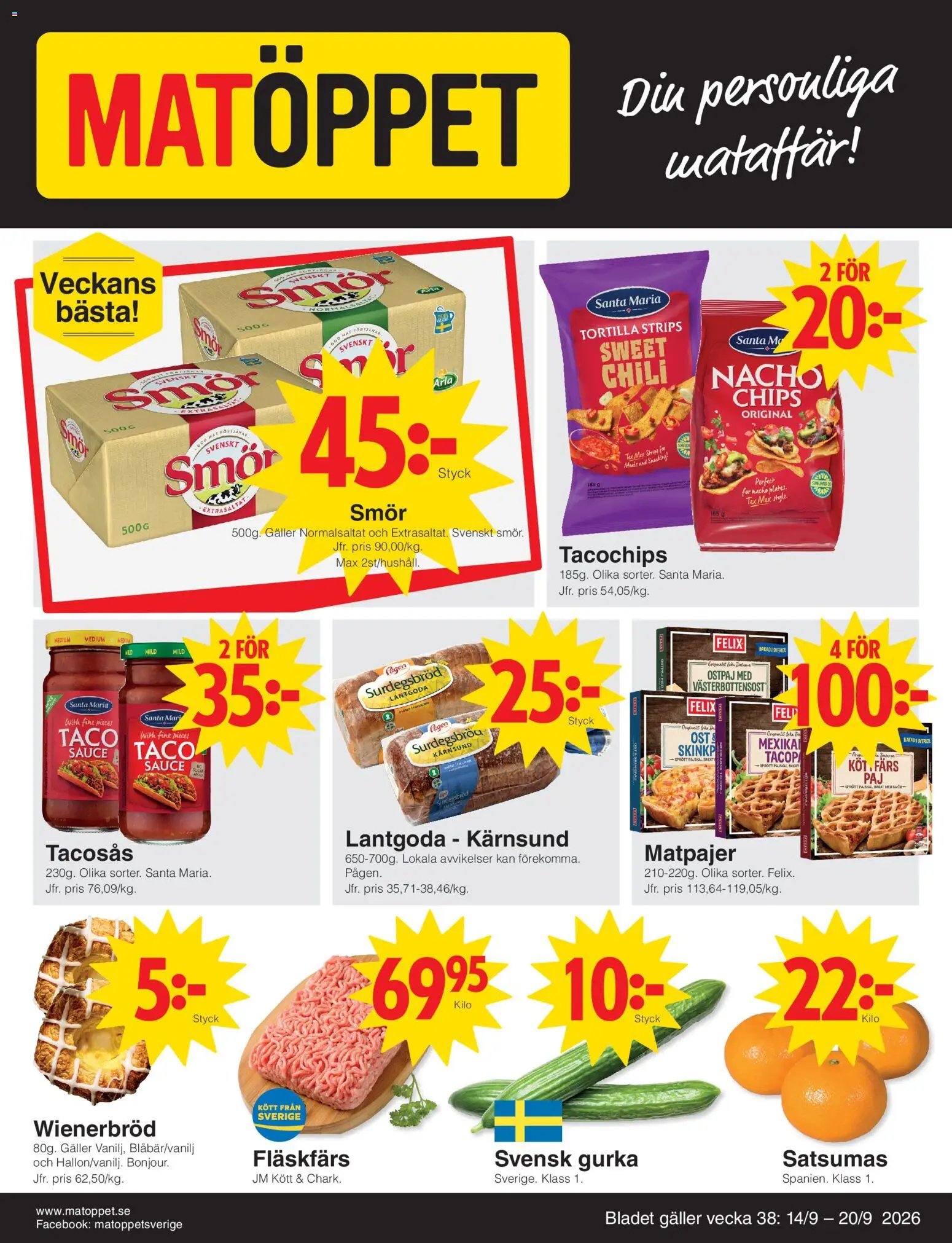 Matöppet Reklamblad från 14/09/2026 Matöppet erbjudanden