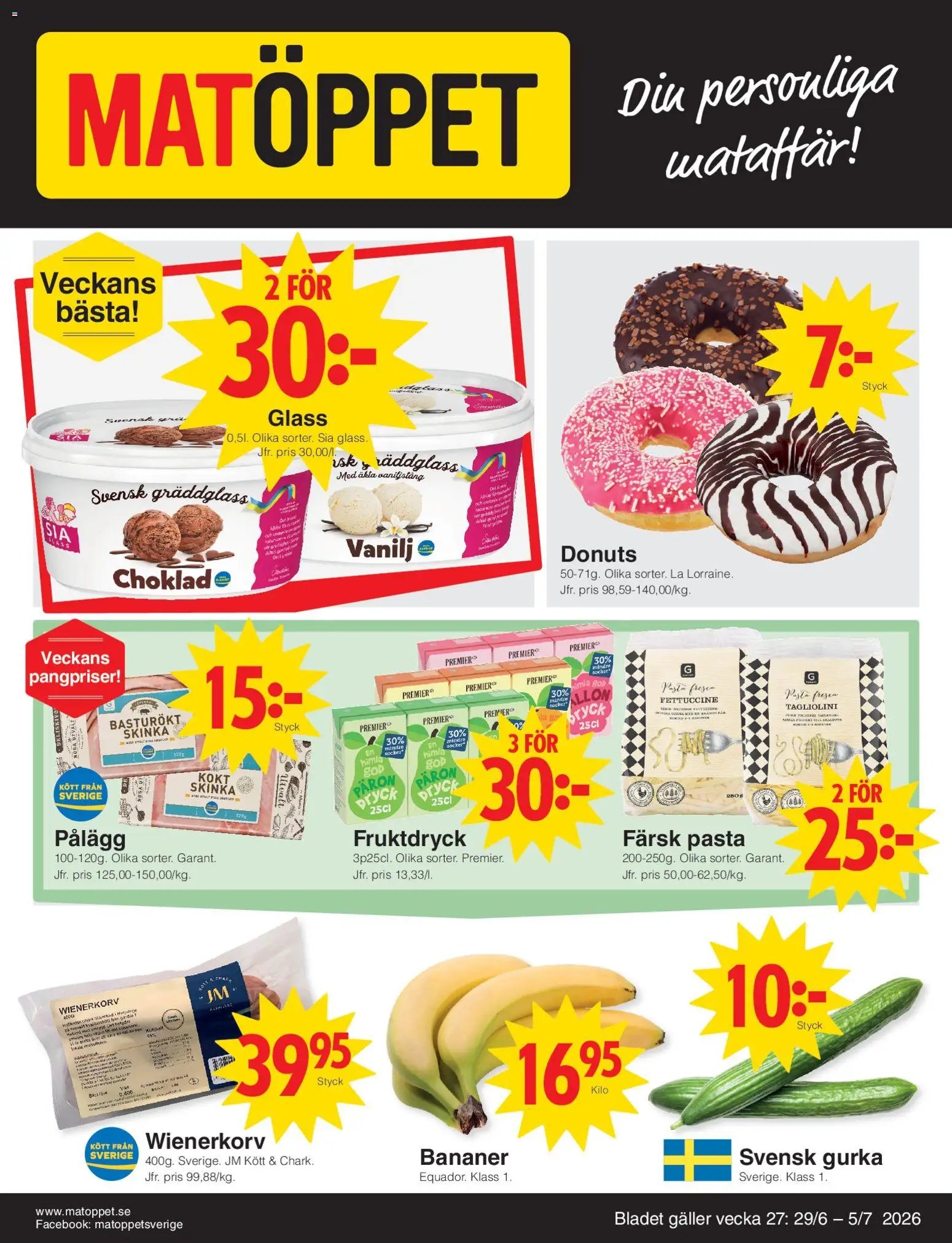Matöppet Reklamblad från 29/06/2026 Matöppet erbjudanden