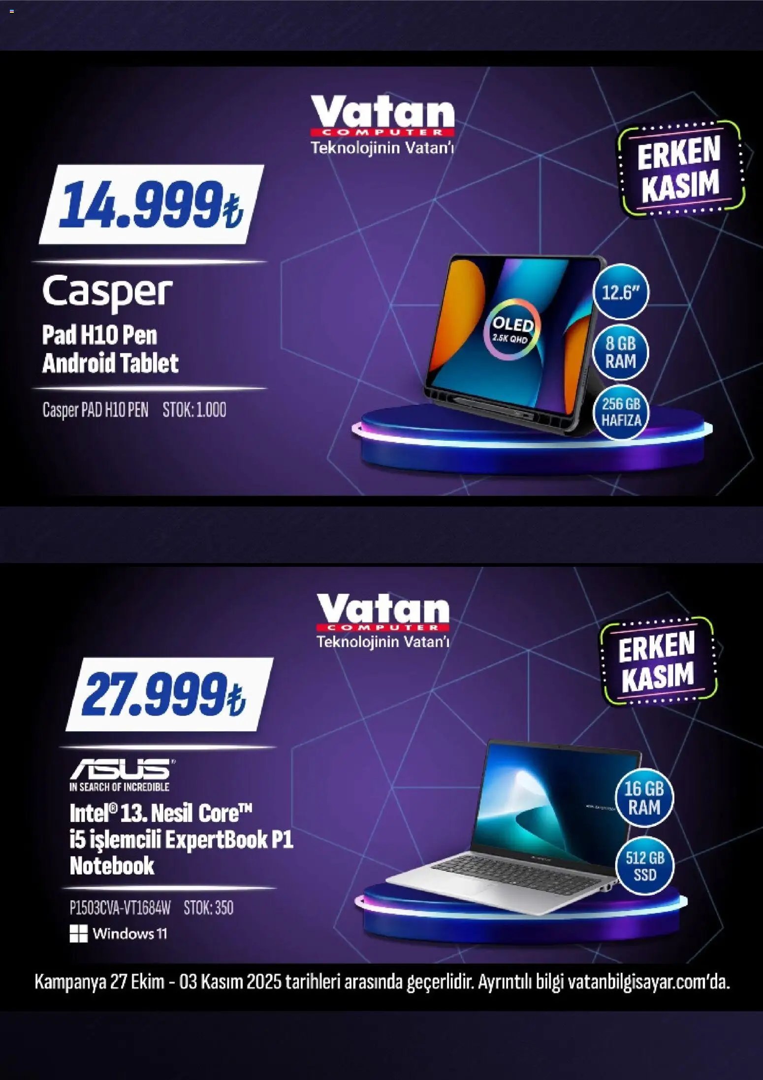 Vatan Bilgisayar tarihli katalog 27 1010 2025 İndirim