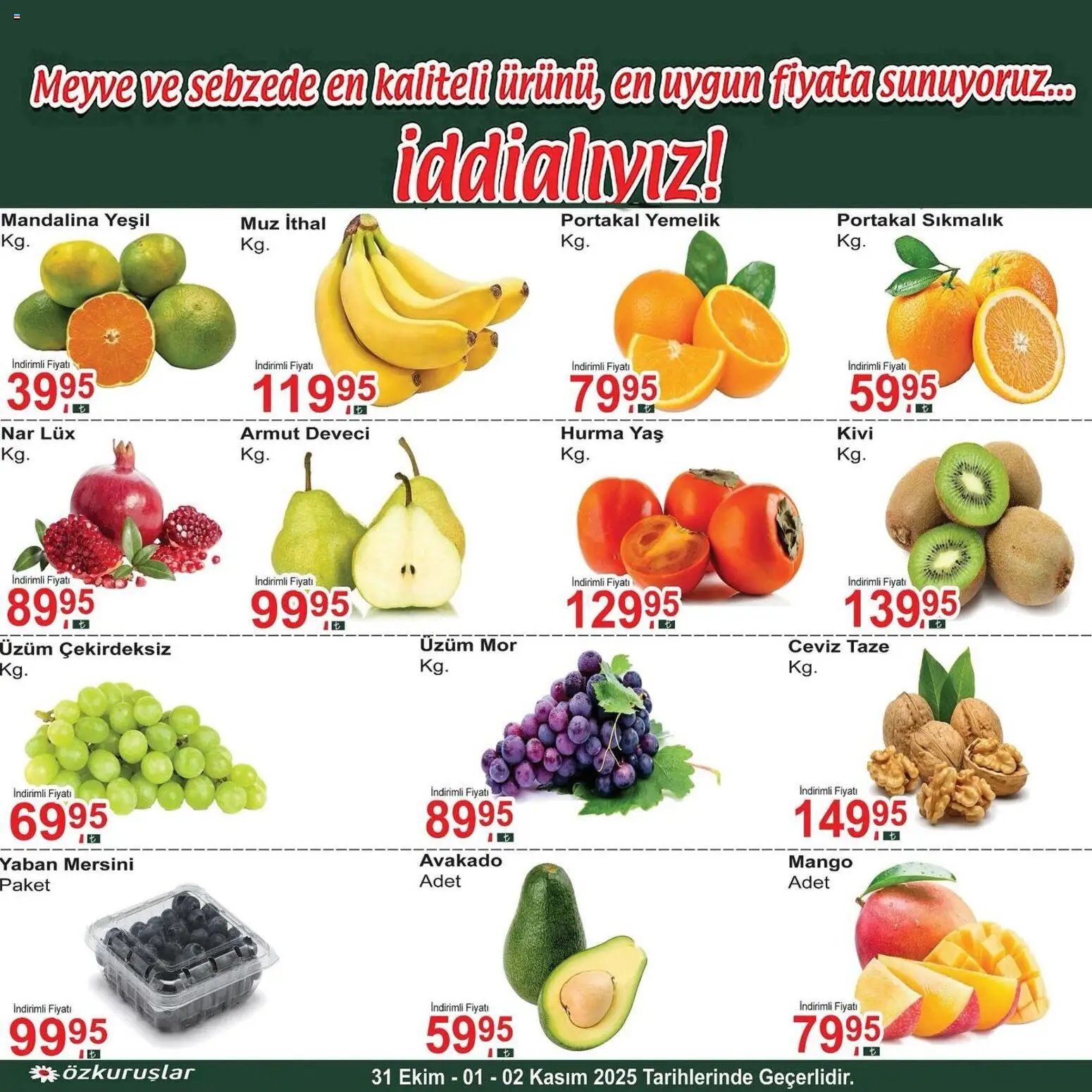Özkuruşlar tarihli katalog 31 1010 2025 Meyve Sebze