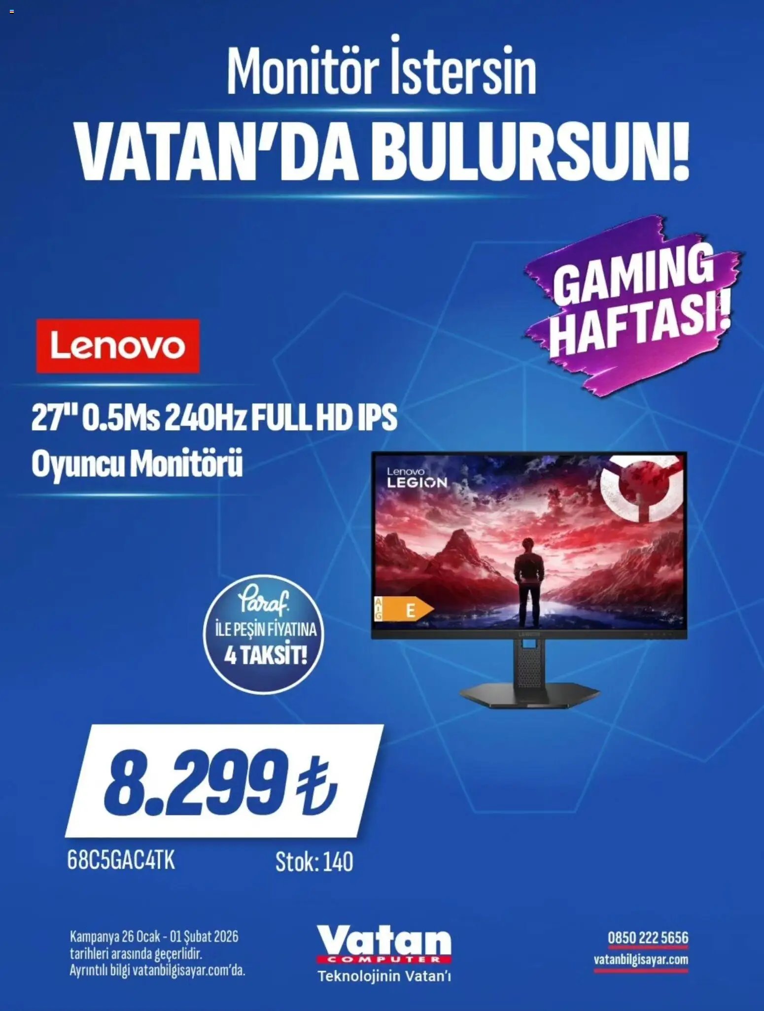 Vatan Bilgisayar tarihli katalog 26 0101 2026 İndirim