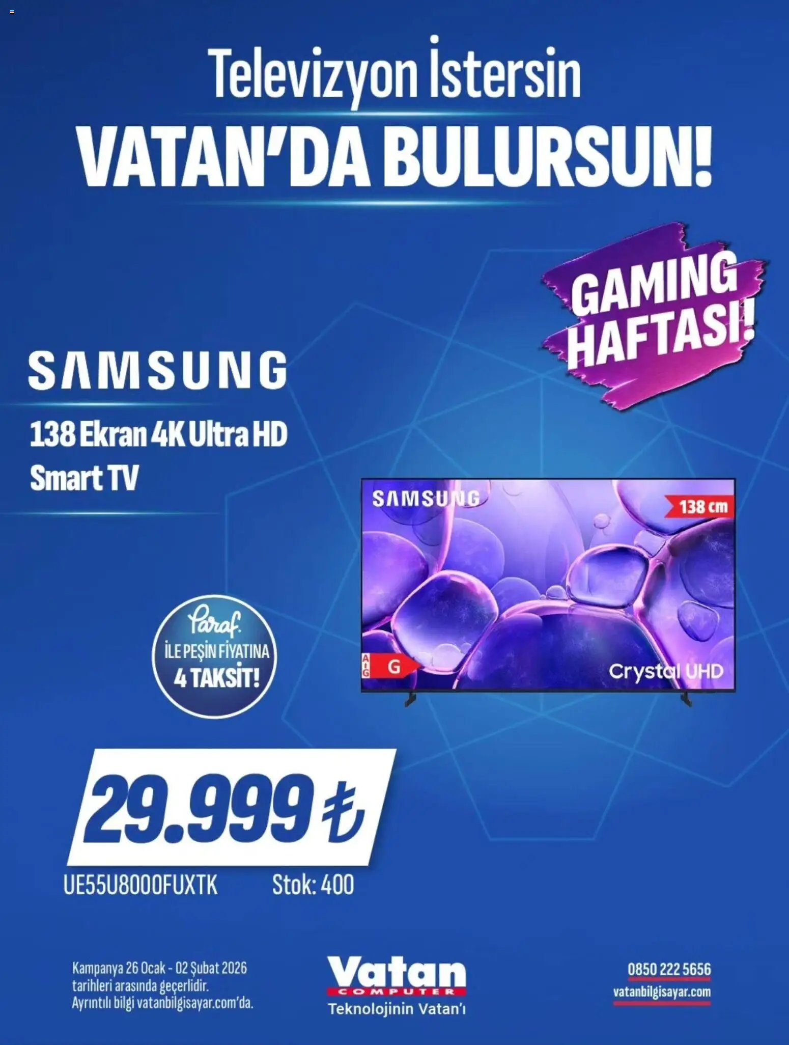 Vatan Bilgisayar tarihli katalog 26 0101 2026 İndirim