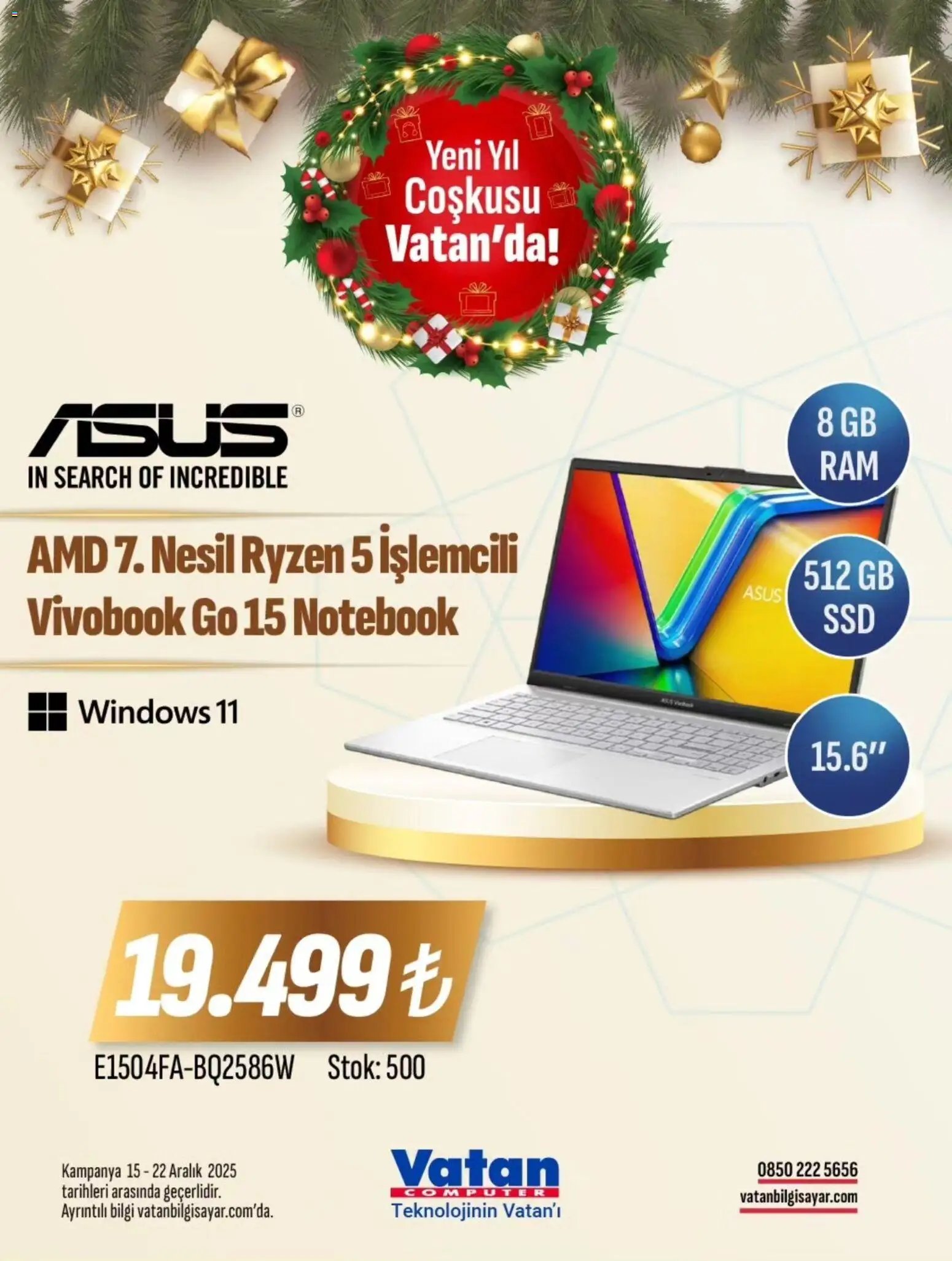 Vatan Bilgisayar tarihli katalog 15 1212 2025 İndirim