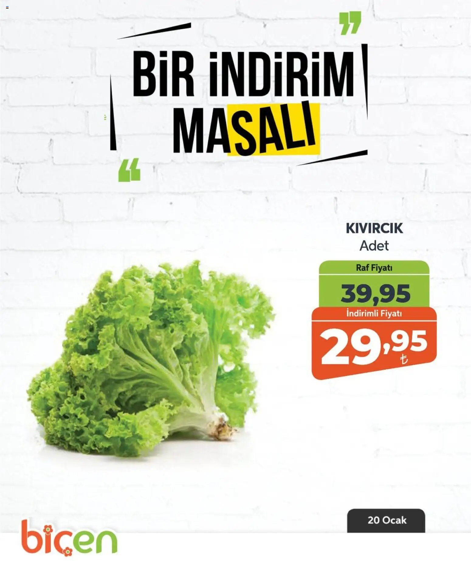 Biçen Market tarihli katalog 20 0101 2026 Bir İndirim MaSalı - sebze