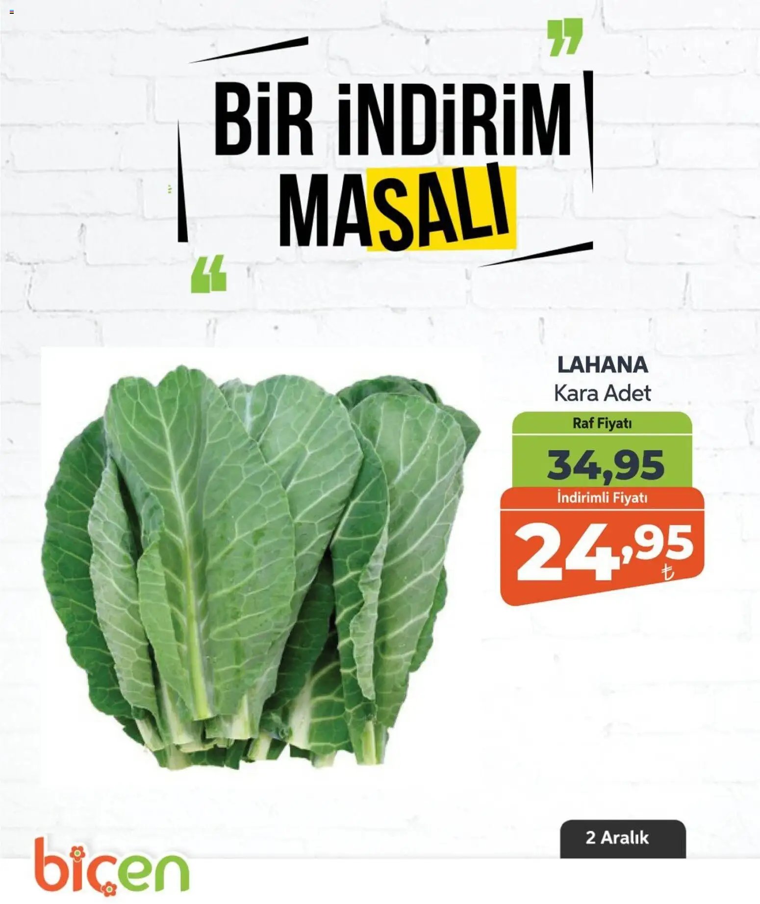 Biçen Market tarihli katalog 02 1212 2025 Bir İndirim MaSalı - sebze